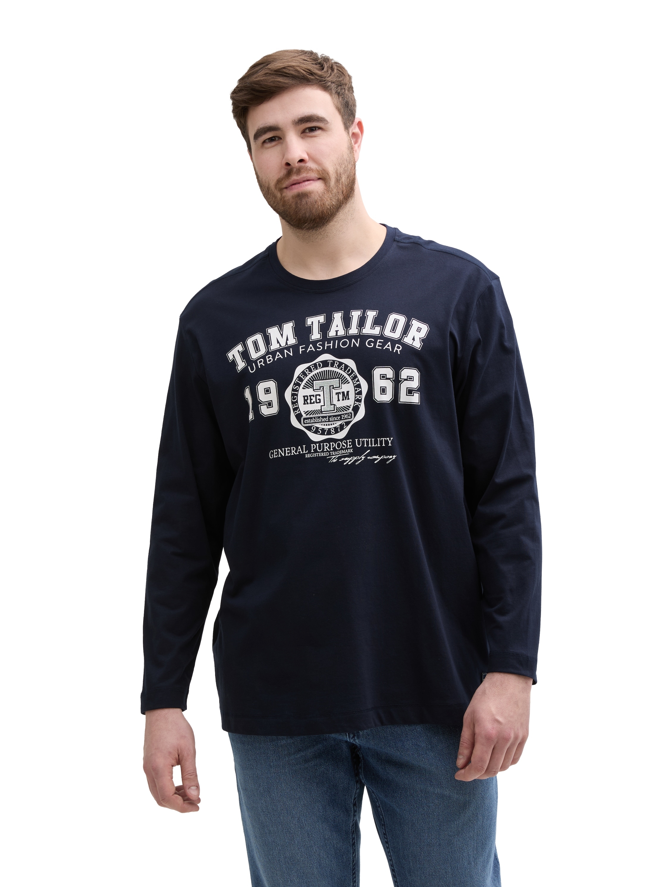 TOM TAILOR PLUS Langarmshirt mit Logo-Stickerei