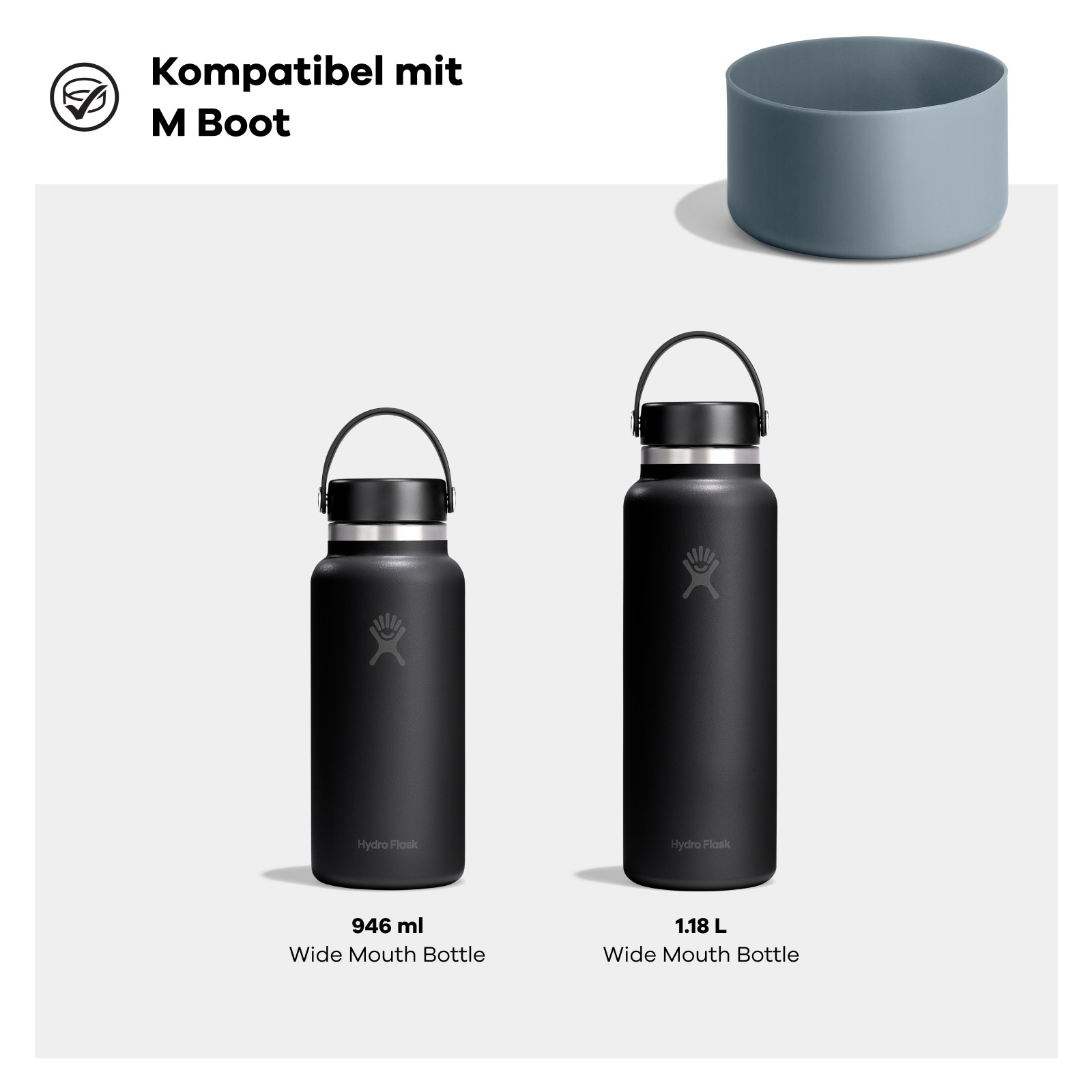 Hydro Flask Flaschenuntersetzer »Medium Bottle Boot, abnehmbarer Flachenschutz, Hülle aus Silikon« geeignet für 32 oz (946 ml) und 40 oz (1,182 ml) Wide Mouth Flaschen