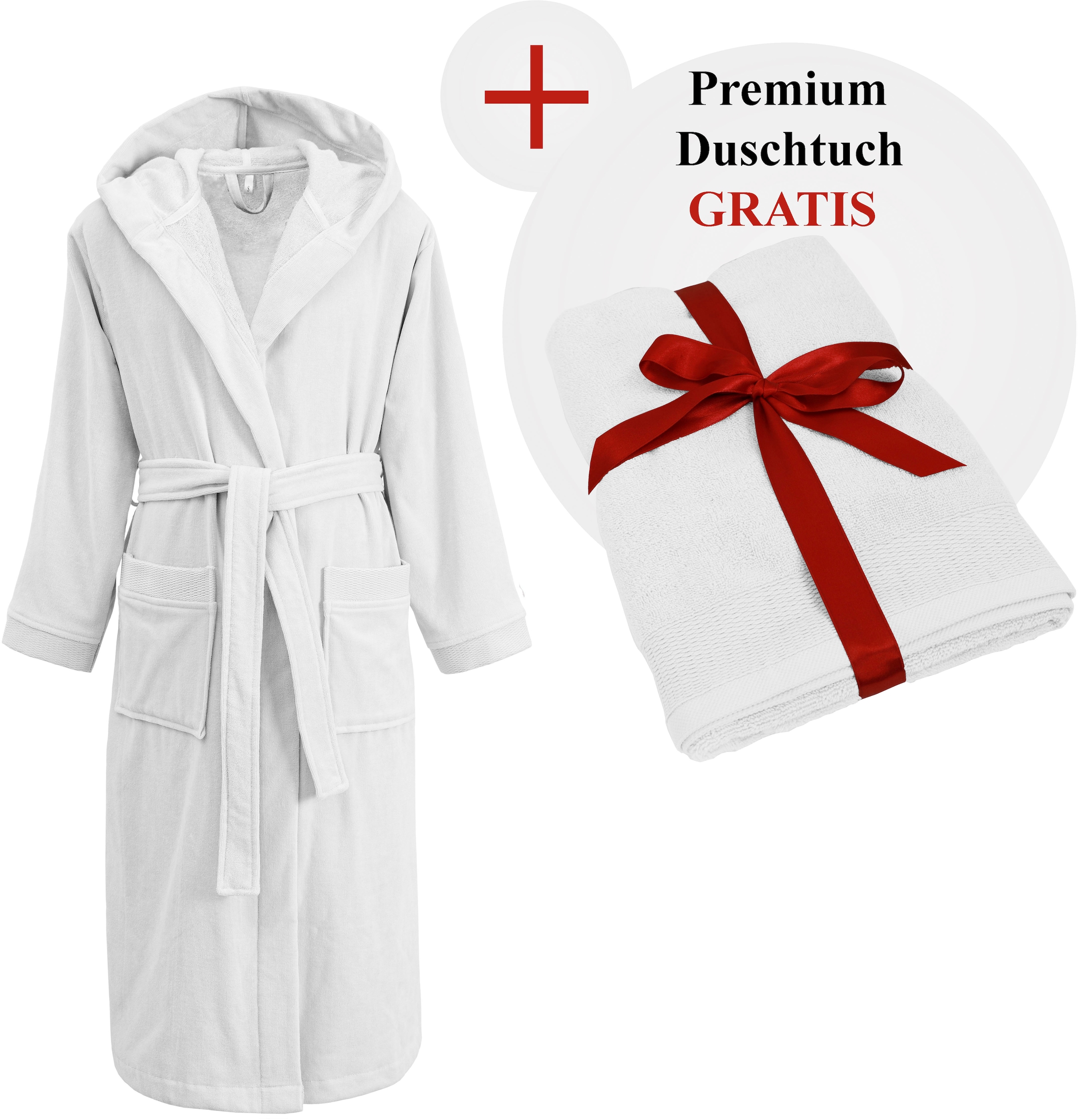 OTTO home Unisex-Bademantel »Fenya, 330 g/m², Premium, Hotelbademantel, Morgenmantel,  Sauna & Spa« 1 Stk. Reißverschlusstaschen, weich mit GRATIS-Zugabe: 1x Duschtuch 70x140 cm
