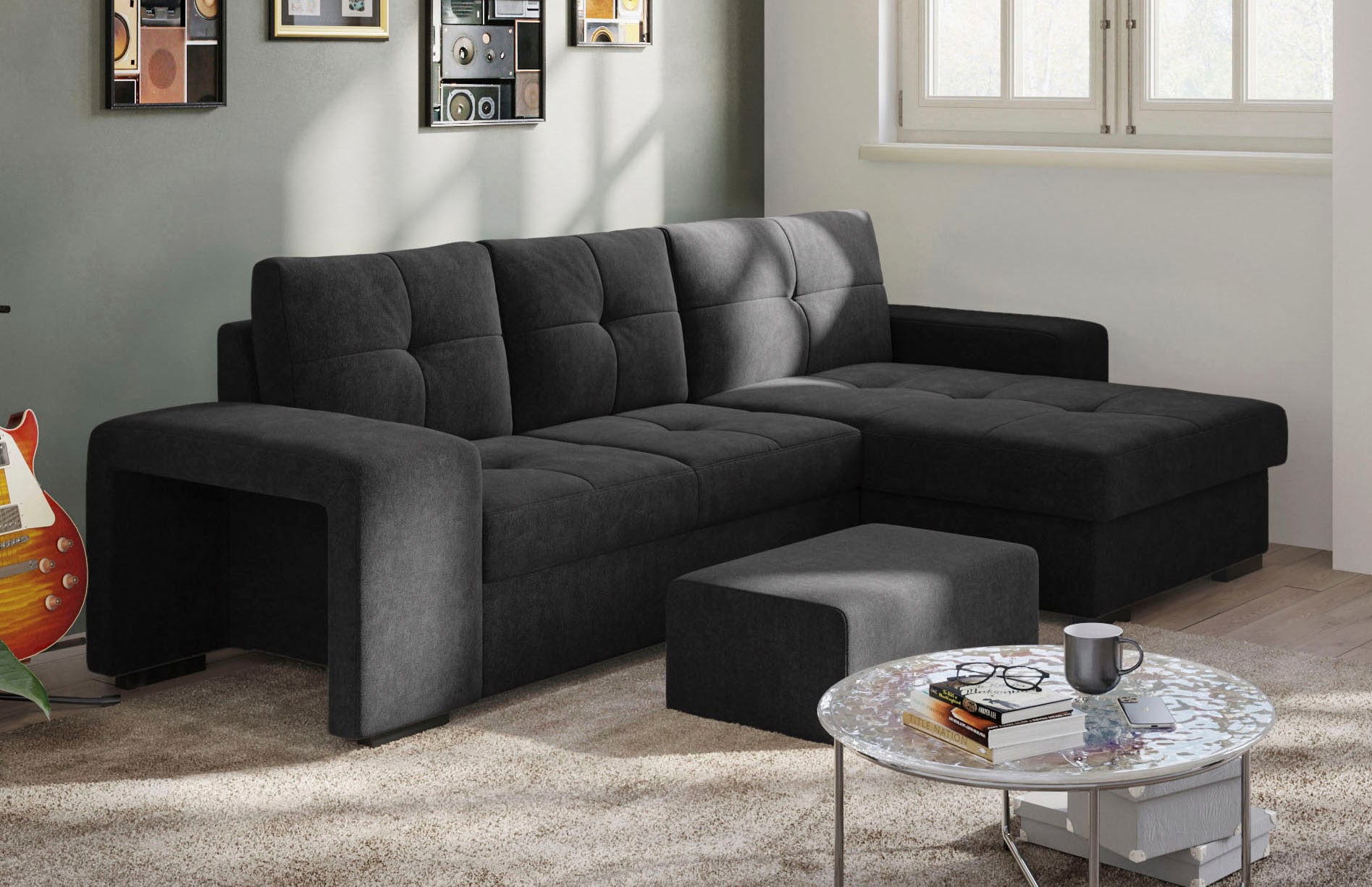 COTTA Ecksofa »Mattina L-Form«, mit Hocker, wahlweise mit Bettfunktion & Bettkasten