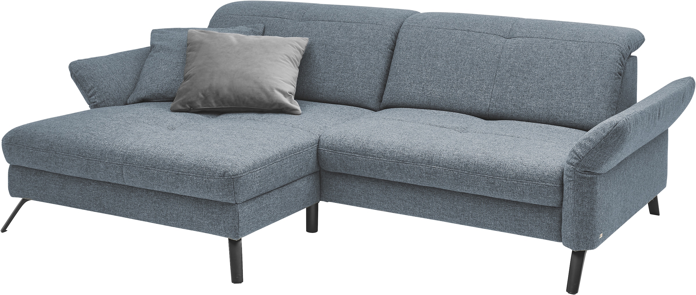 set one by Musterring Ecksofa »SO 4400 V«, wahlweise mit motorischer Bettfunktion & Kopfverstellung, Fuß schwarz