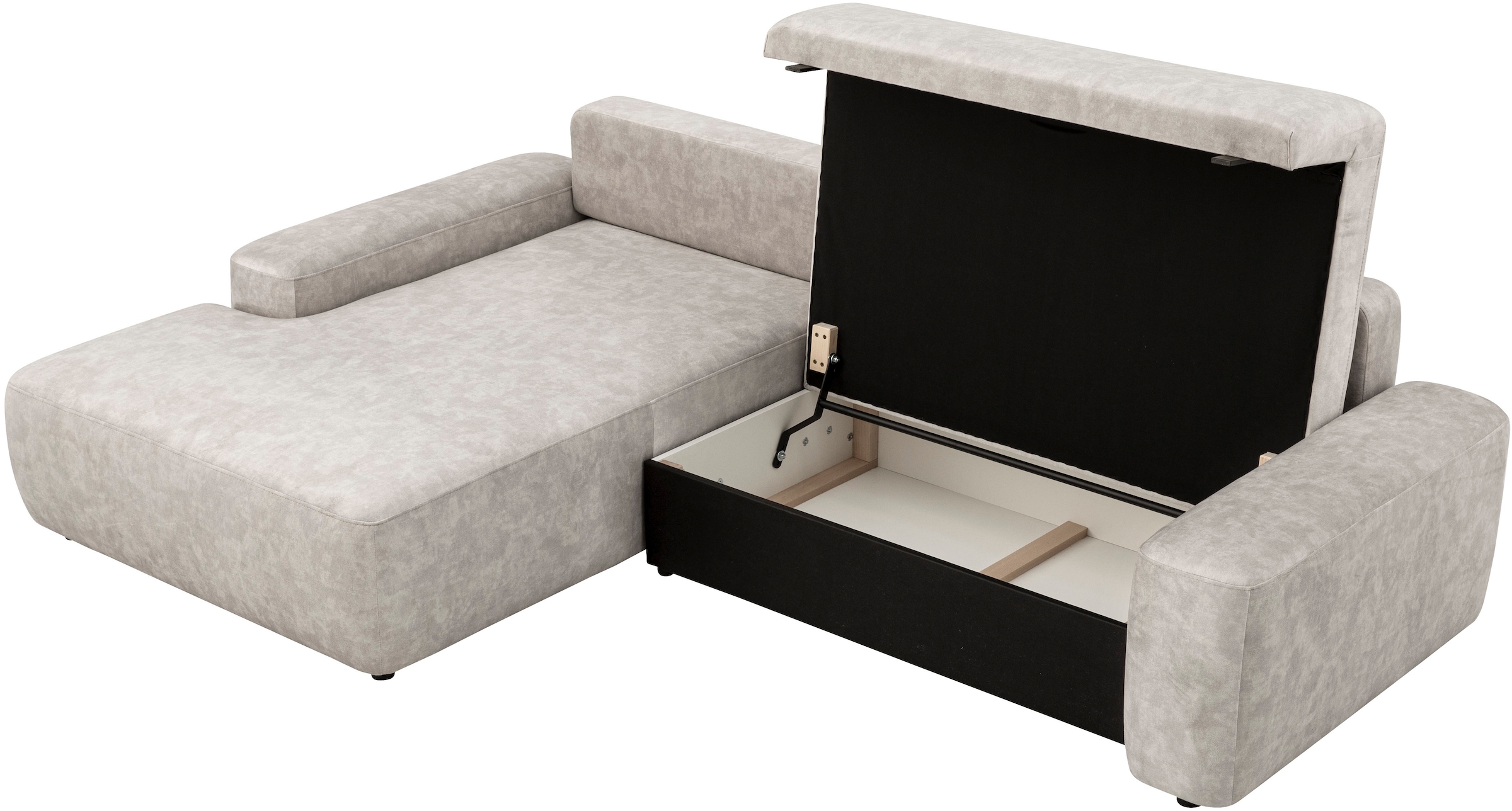 INOSIGN Ecksofa »TORGE (264cm), Schlafsofa in Cord, Samtvelours o Struktur fein, L-Form«, Schlaffunktion, Bettkasten, Liegefläche: 125/210 cm