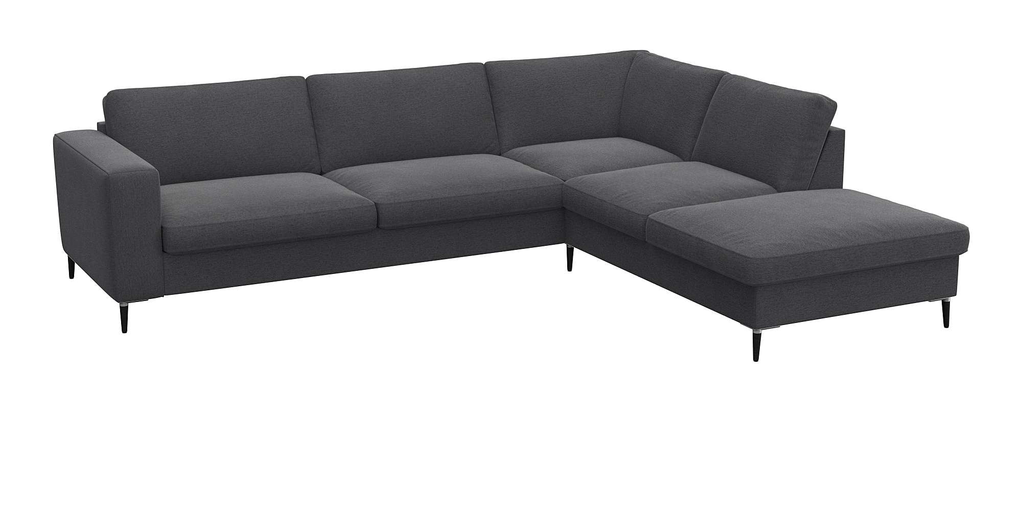 FLEXLUX Ecksofa »Fiore, super Sitzkomfort durch Kaltschaum im Sitz, L-Form« breite Armlehnen, Füße Alu+schwarz