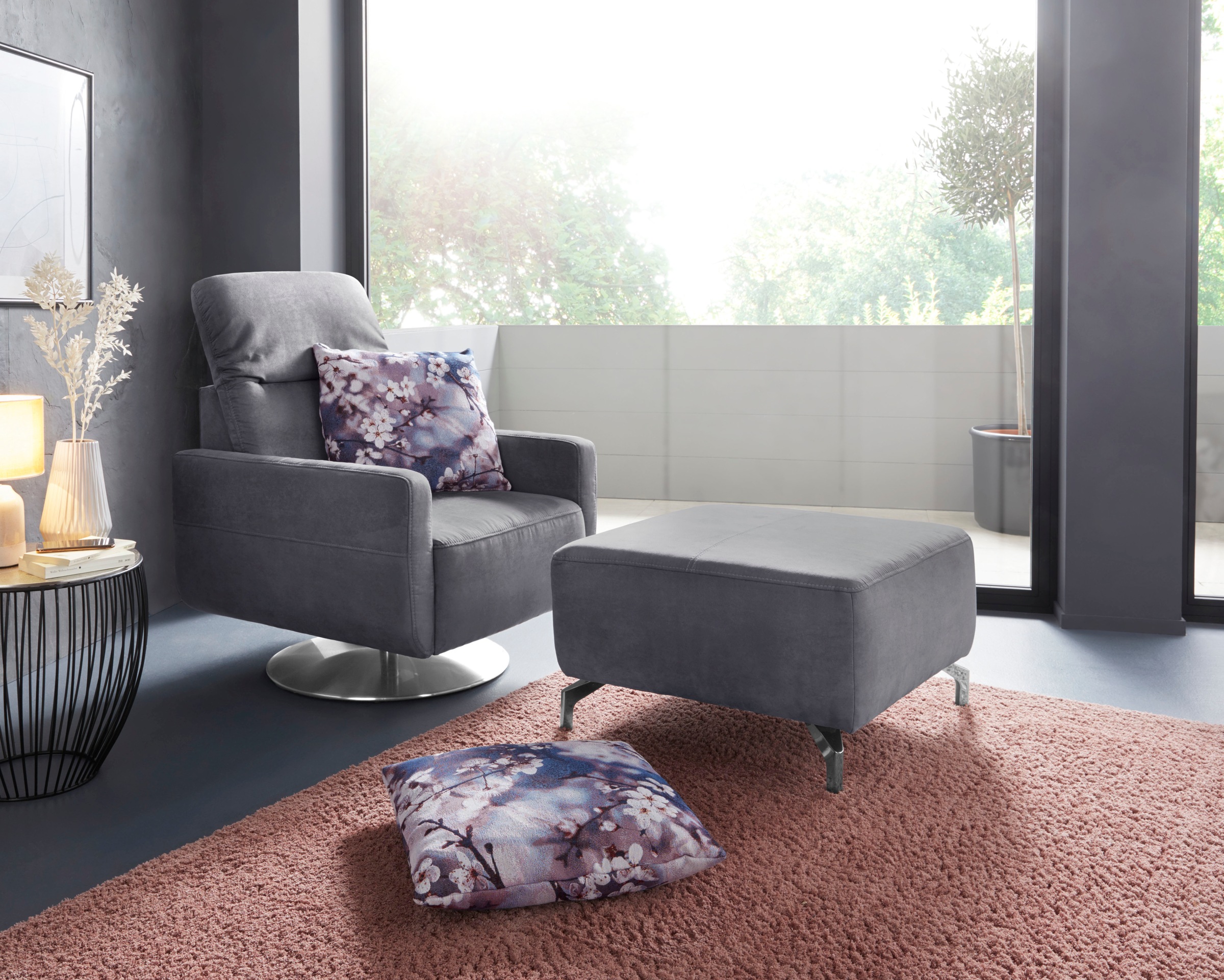 sit&more Hocker »Gizeh«, Fußhöhe 12 cm, wahlweise in 2 unterschiedlichen Fußfarben
