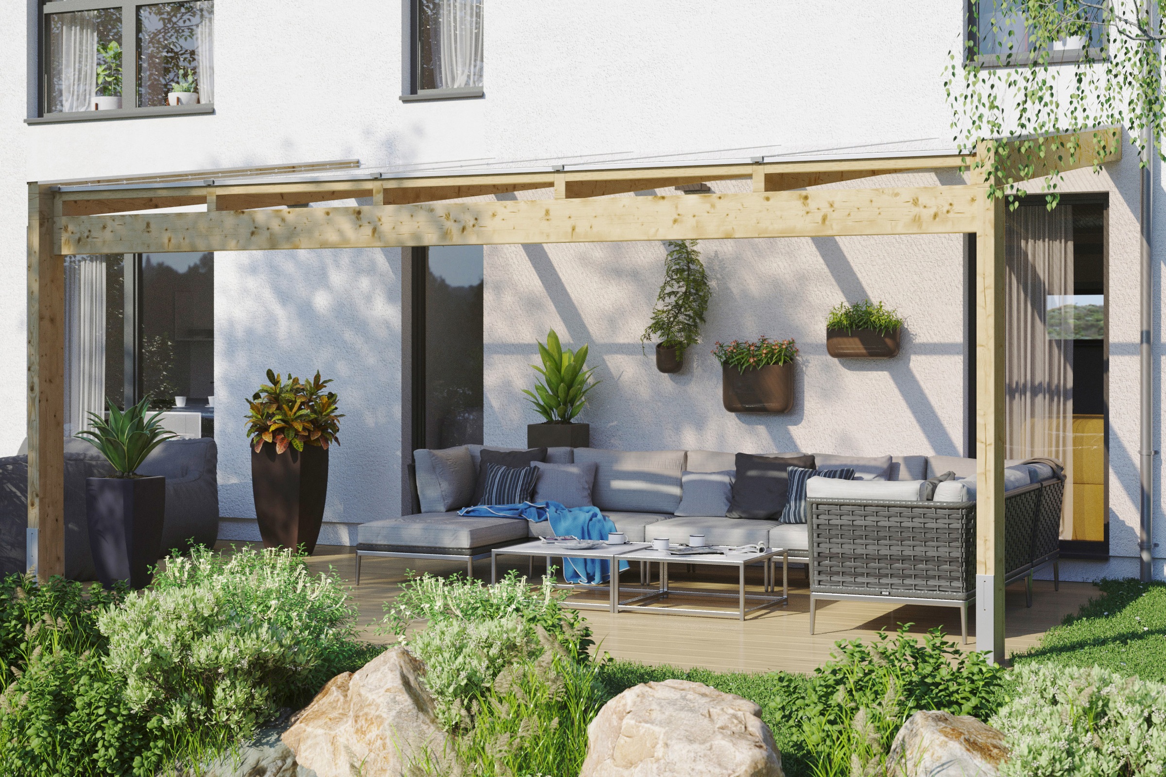 SKANHOLZ Terrassendach »Novara« BxT: 557x359 cm, versch. Farben natur