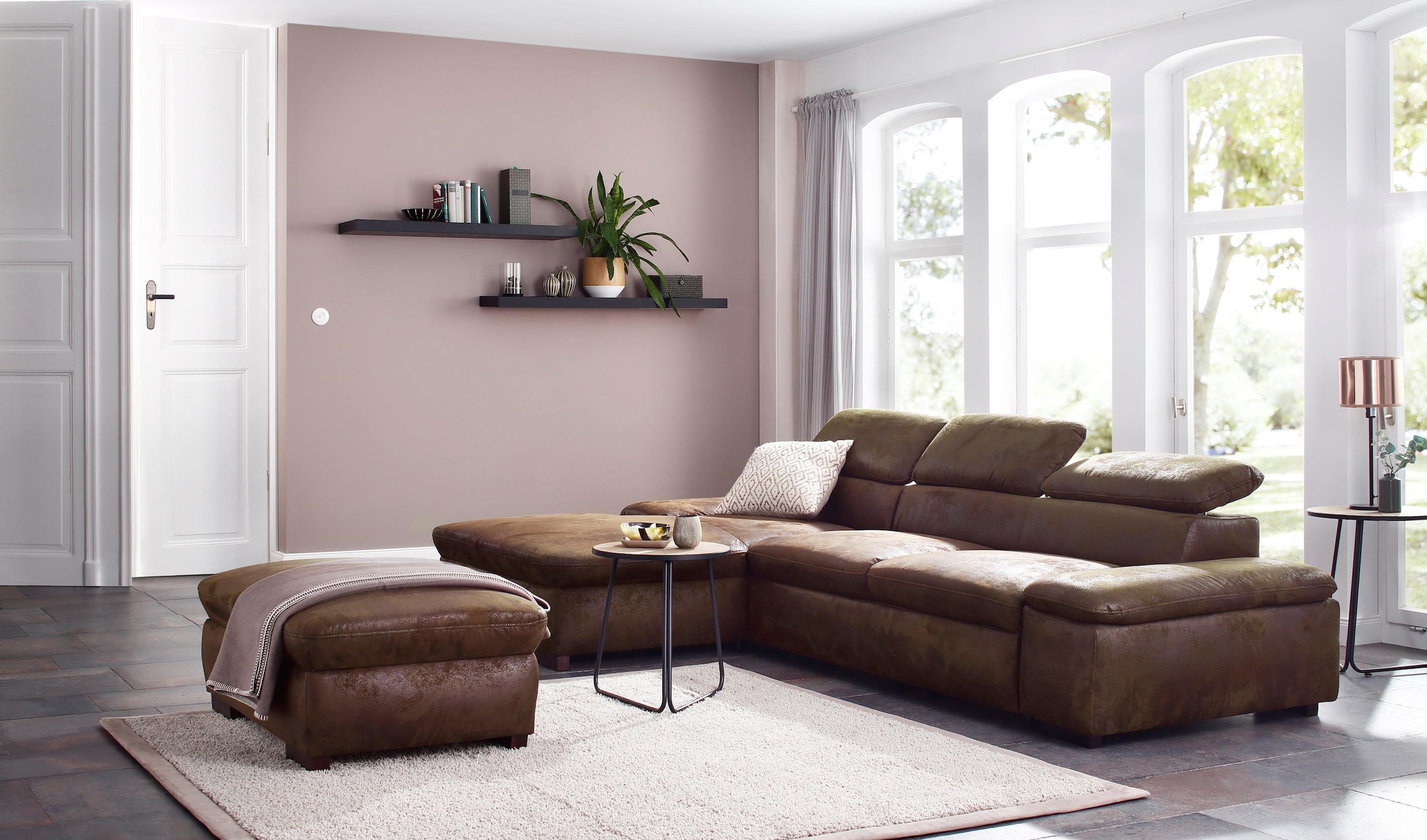 Home affaire Ecksofa »Alberto L-Form«, mit Kopfteilverstellung, wahlweise mit Bettfunktion