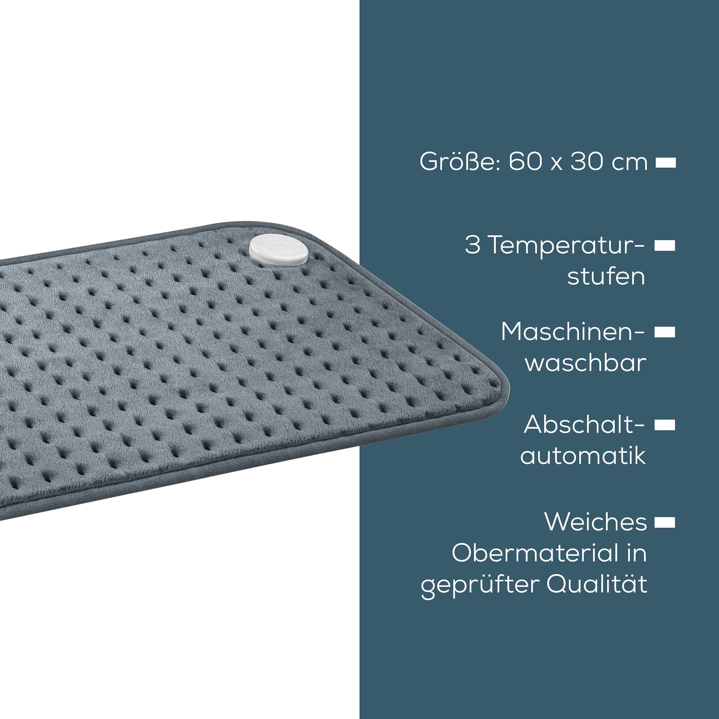 BEURER Heizkissen »HK 123 XXL Format für kuschelige Wärme, 60 x 30 cm«, Mit 3 Temperaturstufen, maschinenwaschbar bis 30°C, Schnellheizung