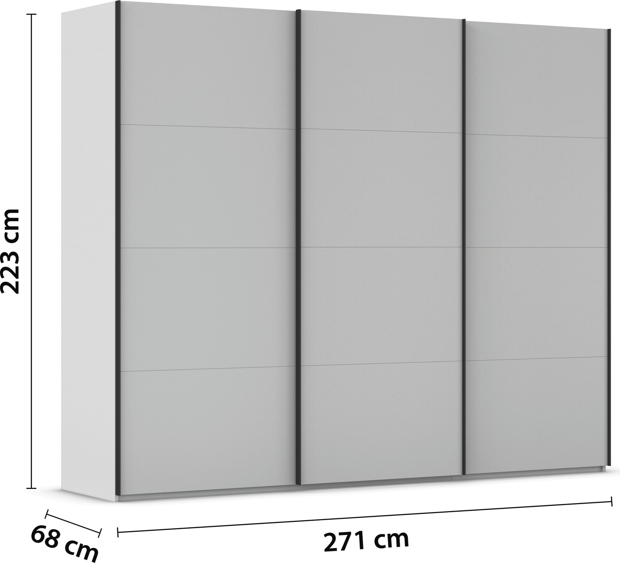 rauch Schwebetürenschrank »Kleiderschrank Schrank Garderobe Schlafzimmerschrank SCALE-FYRA«, edle viergeteilte Türen viele Farben und Griff-Farben MADE IN GERMANY