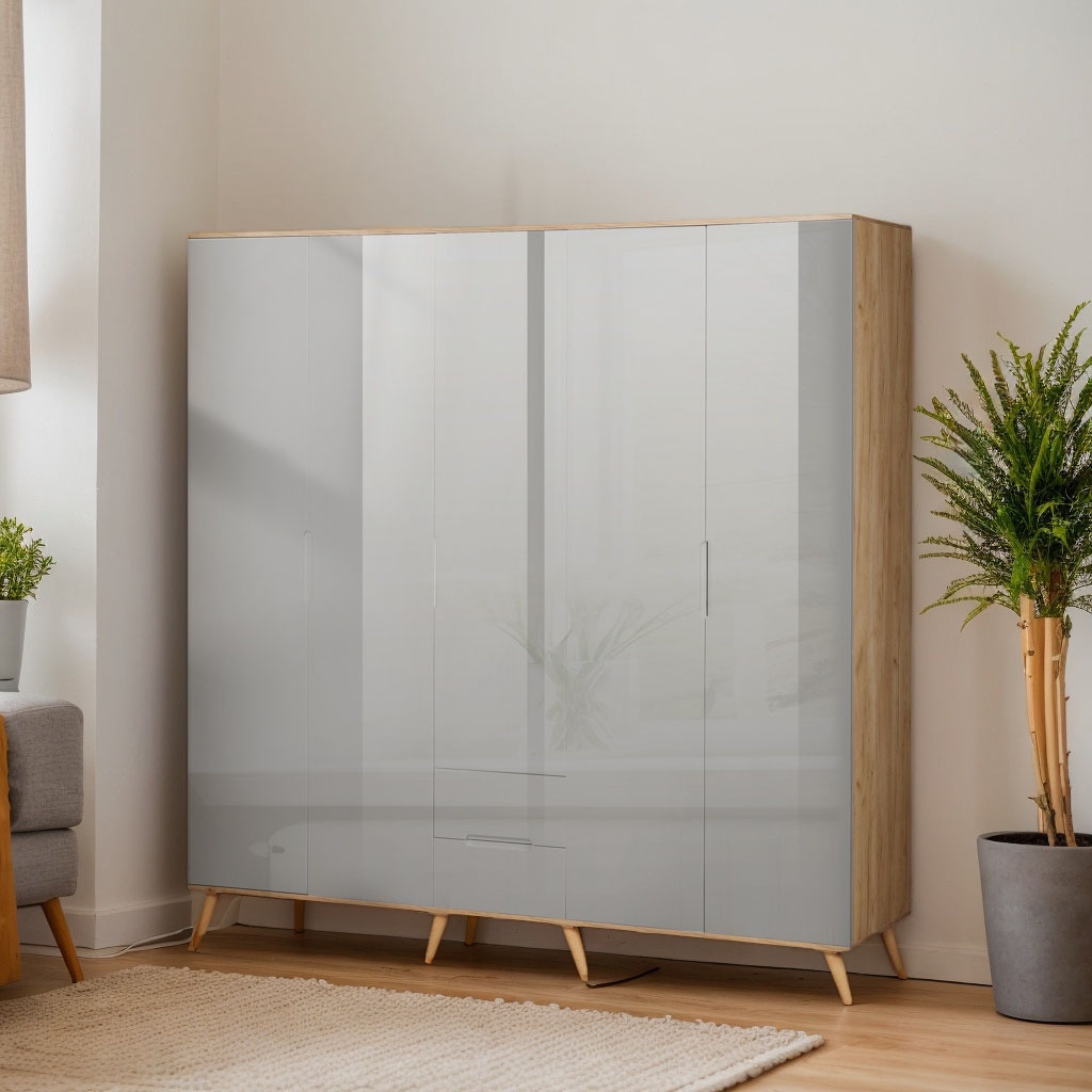 andas Kleiderschrank »Lund Schlafzimmerschrank Bestseller im skandinavischem Design«, Garderobenschrank mit Premium Innenausstattung, Breite 200cm hochglanz