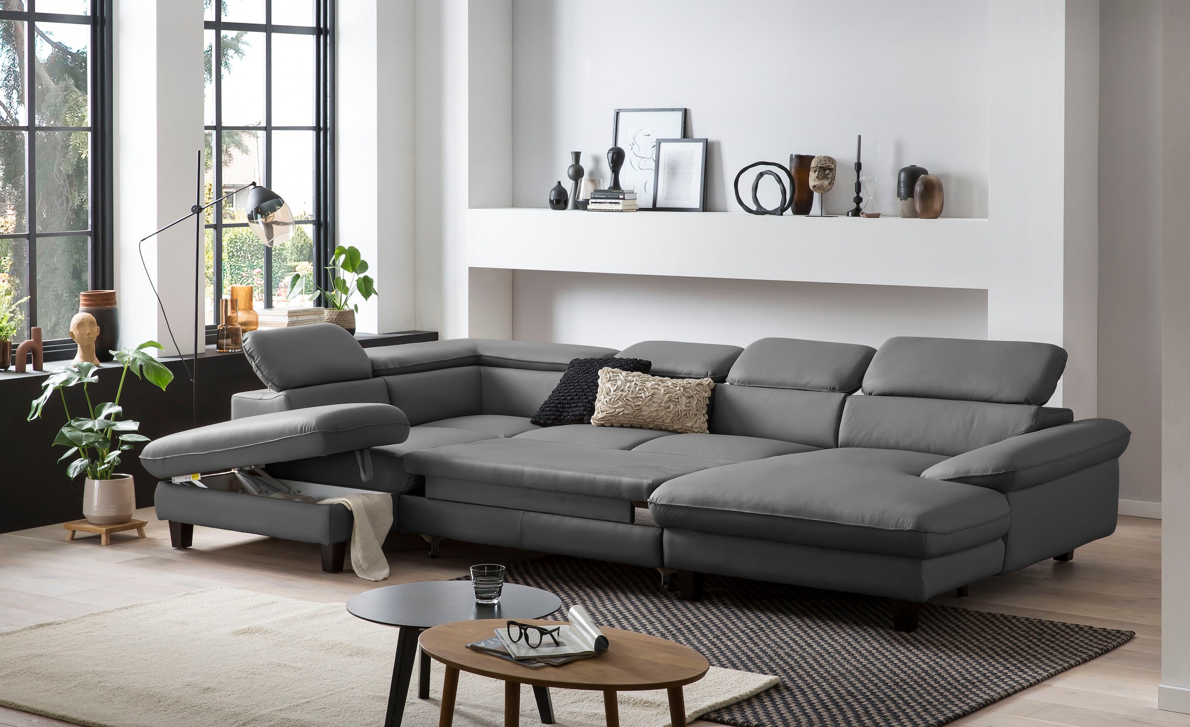 Home affaire Wohnlandschaft »Pilot U-Form«, mit Kopfteilverstellung, wahlweise mit Bettfunktion & Bettkasten