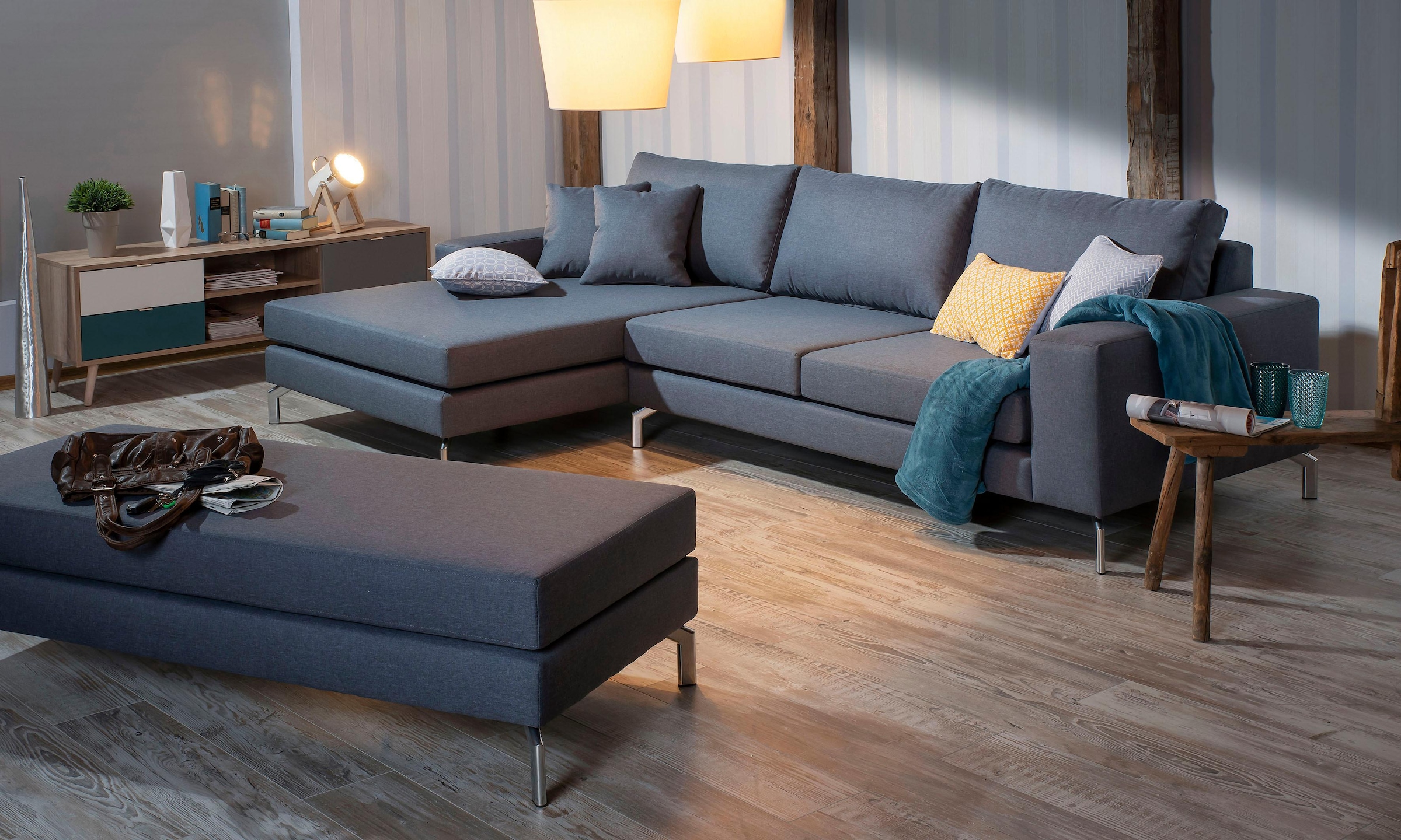 Max Winzer® Ecksofa »Flori Set inkl. Hocker, guter Sitzkomfort, aktuelles D günstig online kaufen