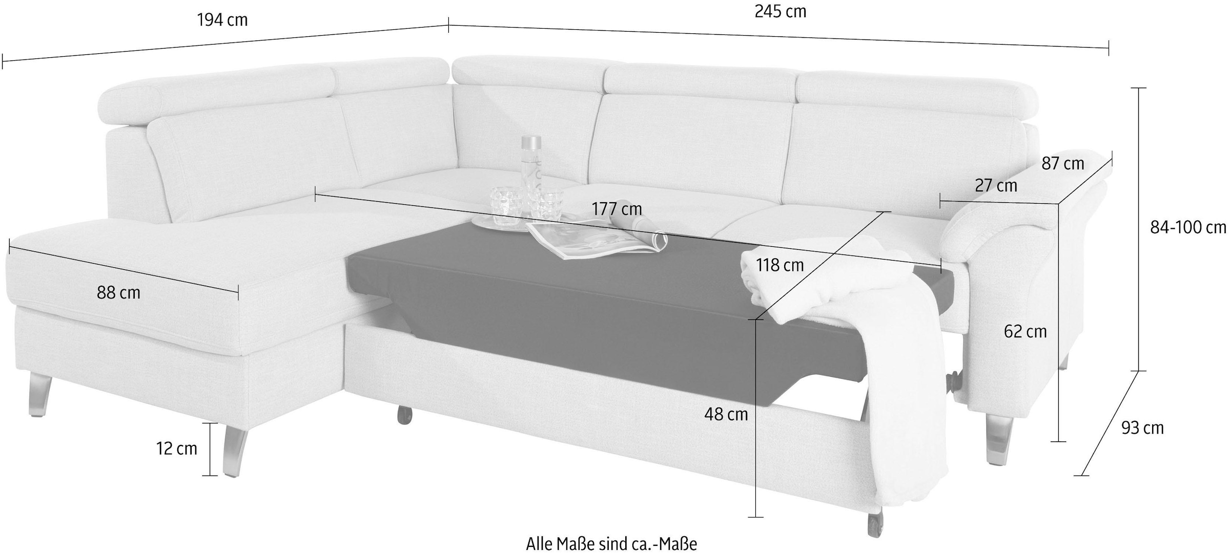 sit&more Ecksofa »Arngast L-Form«, inklusive Kopfteilverstellung und Federkern