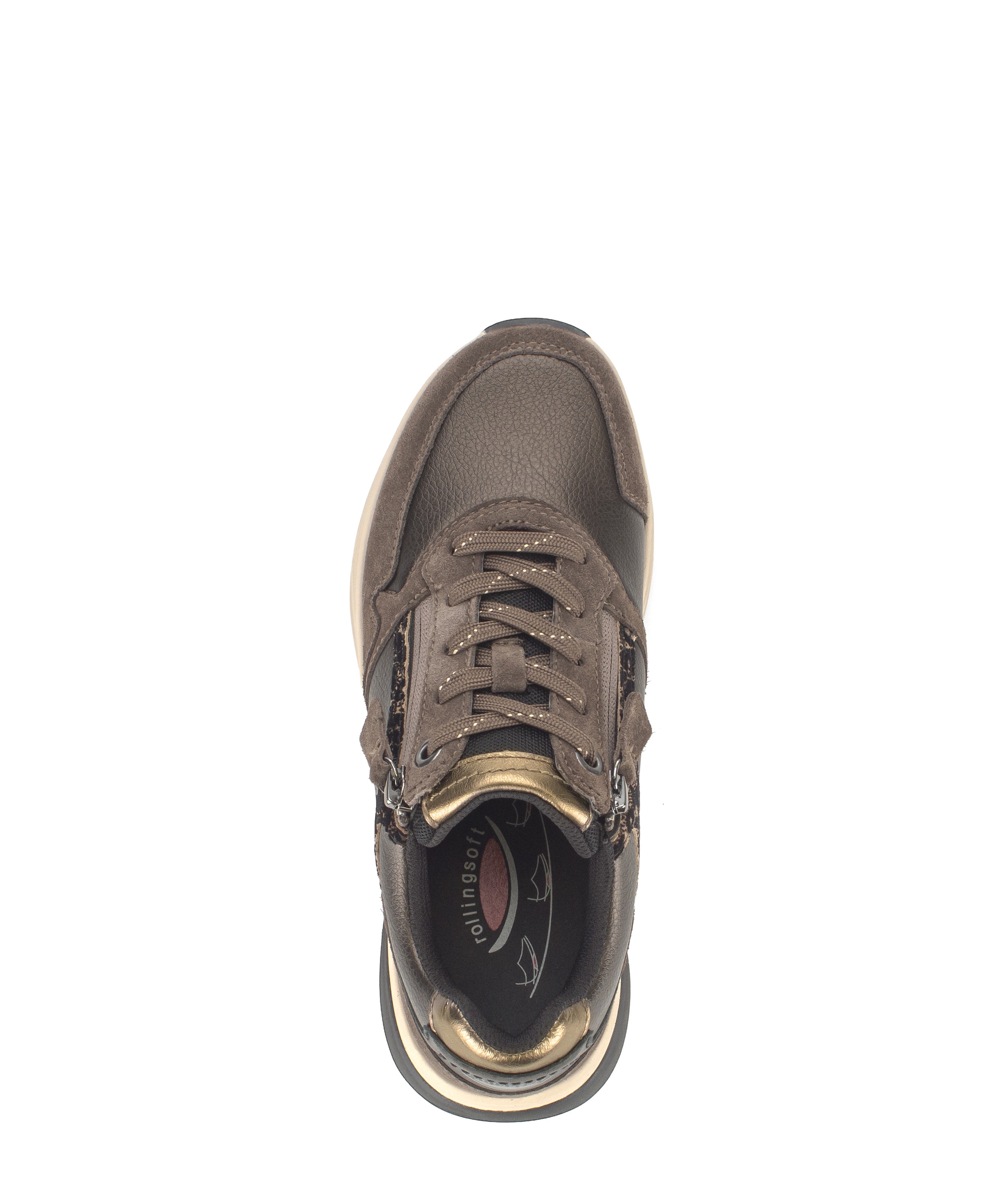 rollingsoft Keilsneaker  Freizeitschuh, Halbschuh, Schnürer mit modischen Kontrastbesätzen