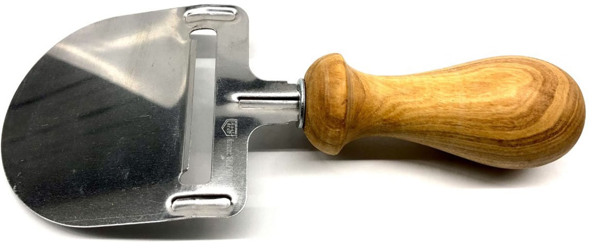 Olivenholz-erleben Käsehobel »aus Edelstahl mit Olivenholzgriff« gedrechselter Griff, ideal für Schnitt- und Hartkäse, Schokolade
