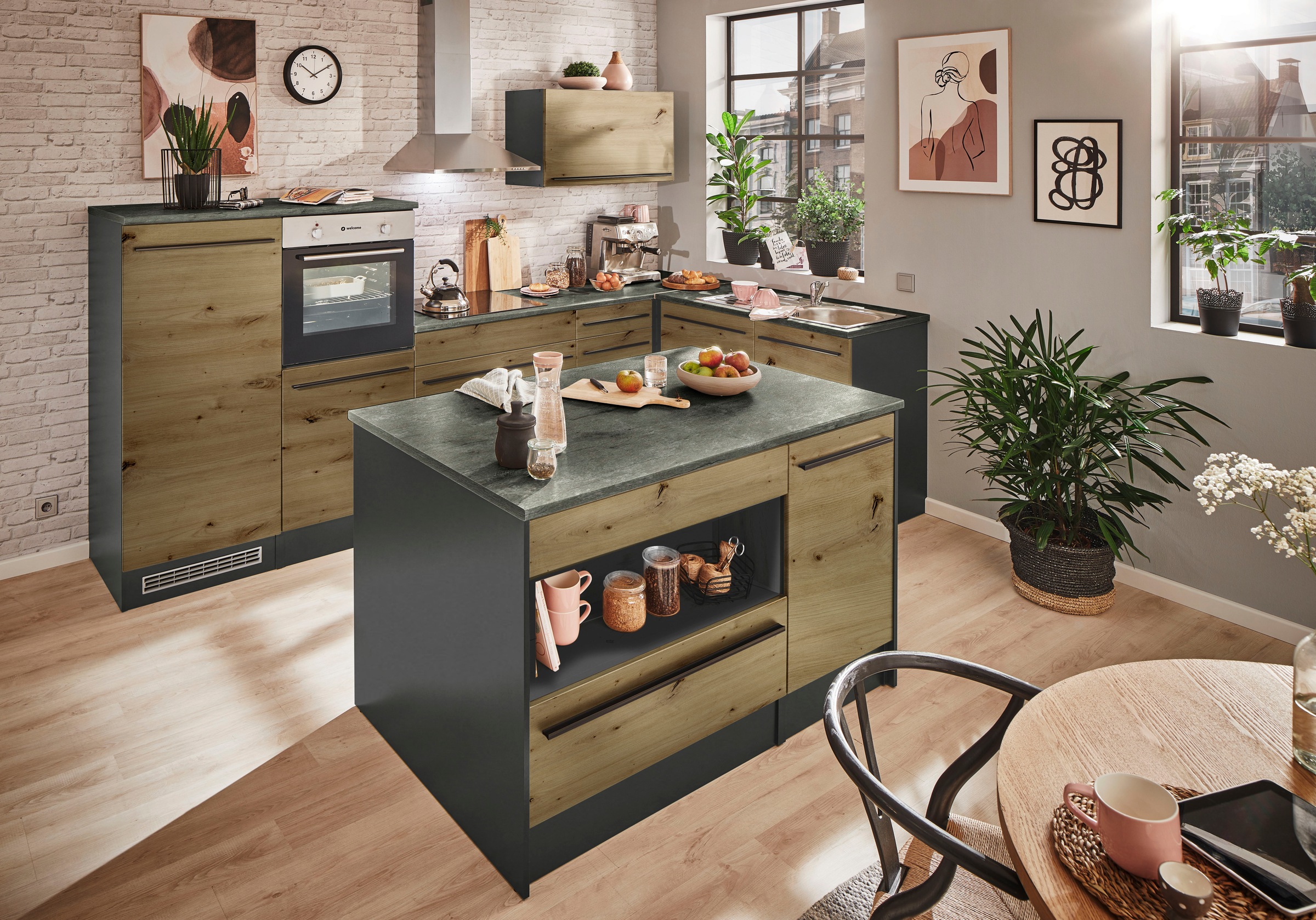 BASIC by Balculina Kücheninsel "Jazz Kücheninsel" Breite 145 cm, Türen und günstig online kaufen