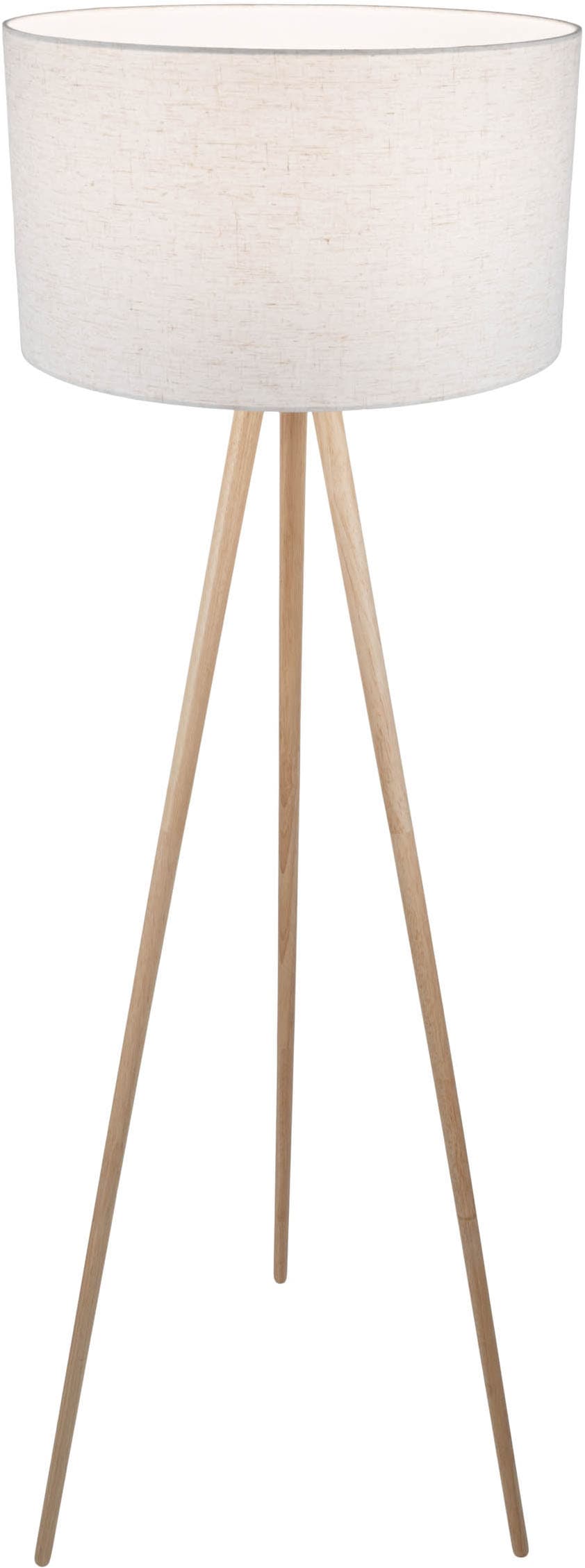 OTTO home Stehlampe »Torell - Dreibein Stehleuchte« E27 1 Stk. Textil, Dreibein Holz, E27, Kabel 300cm, Leinen o. Cord, Textilschirm