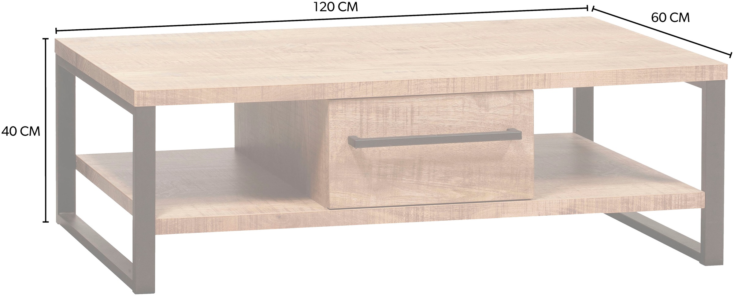 OMG Design Couchtisch »Carriba«, (1 St.), mit Schublade und Stauräumen