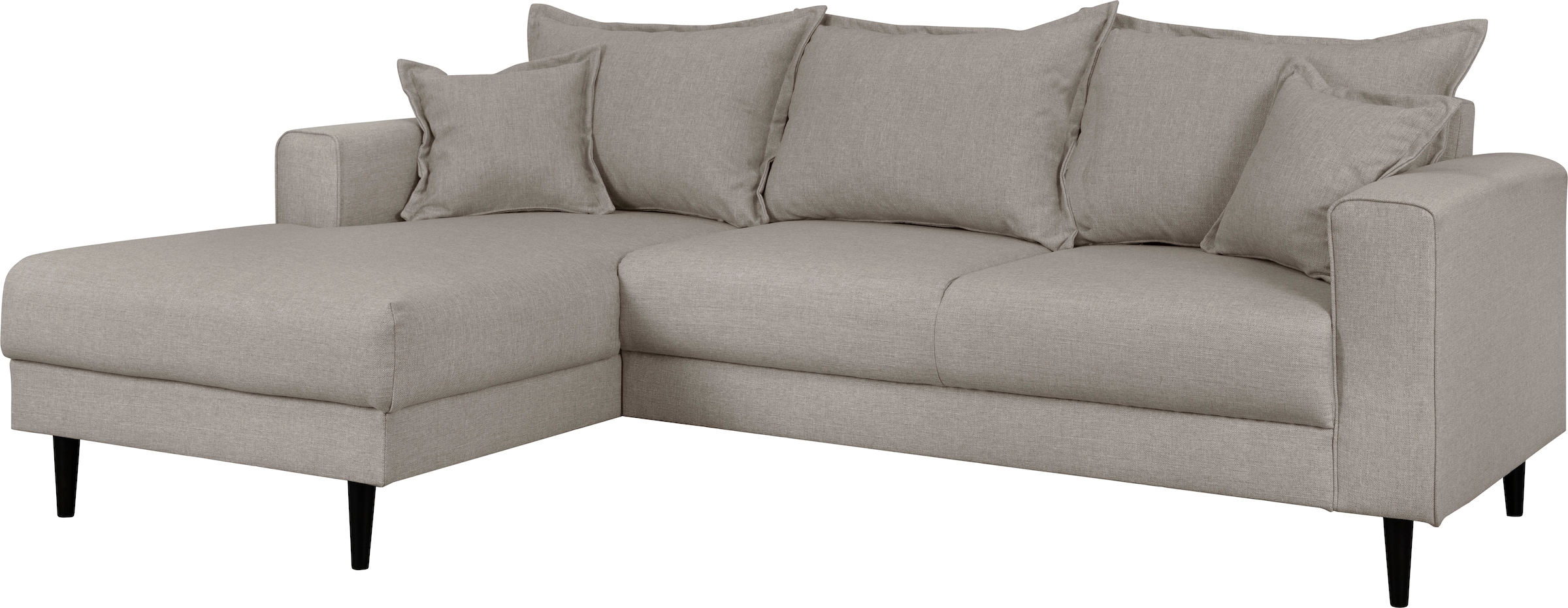 Home affaire Ecksofa »VEYRAS L-Form, hoher Sitzkomfort, Maße B/T/H: 230/150/76 cm«, mit Wellenunterfederung, incl. Rückenkissen und Zierkissen