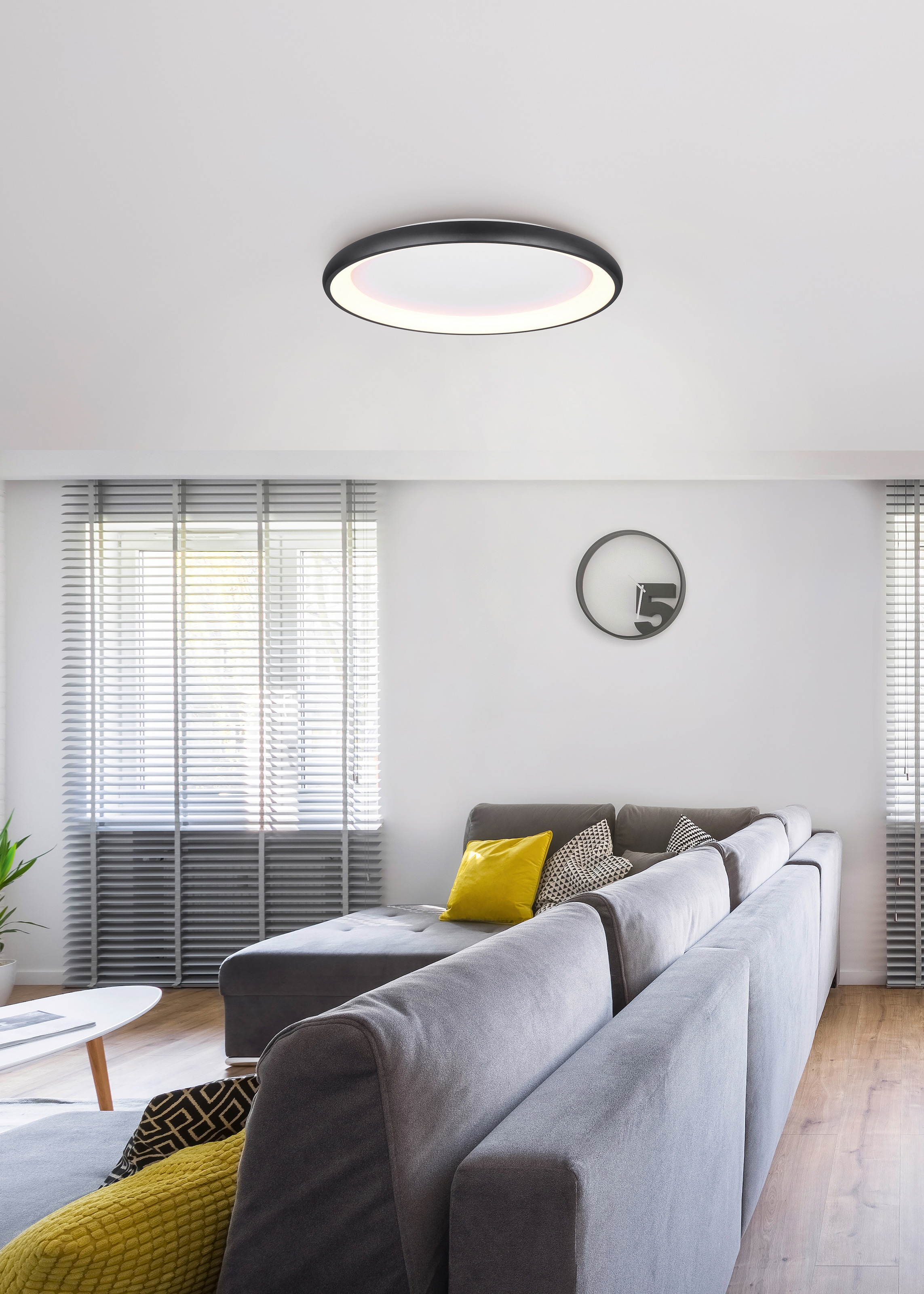 TRIO Leuchten LED Deckenleuchte »CARDONA, runde LED Deckenlampe Büro, Ø 75cm, 6900 Lumen 59W, dimmbar«, 1 flammig, Leuchtmittel LED-Board | LED fest integriert, CCT - Lichtfarbe einstellbar 2300/3000/4000K, auch Wandmontage möglich