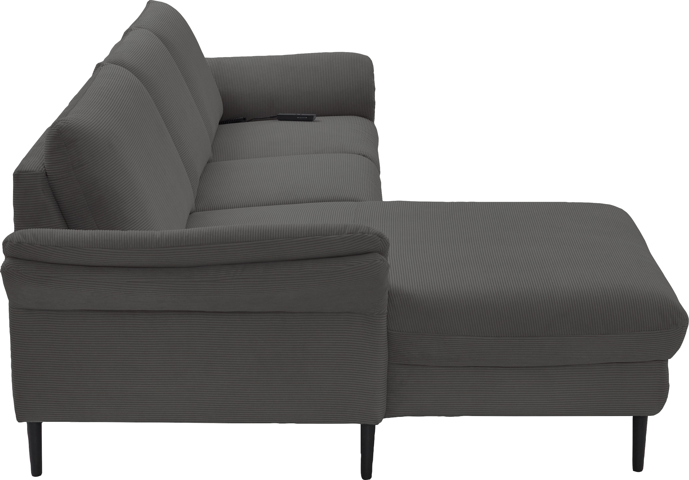 Places of Style Ecksofa »Sarsina: mit Tonnentaschen-Federkern, perfekt zum Entspannen L-Form«, inklusive 1 motorischen Relaxfunktion mit Herz-Waage-Beschlag