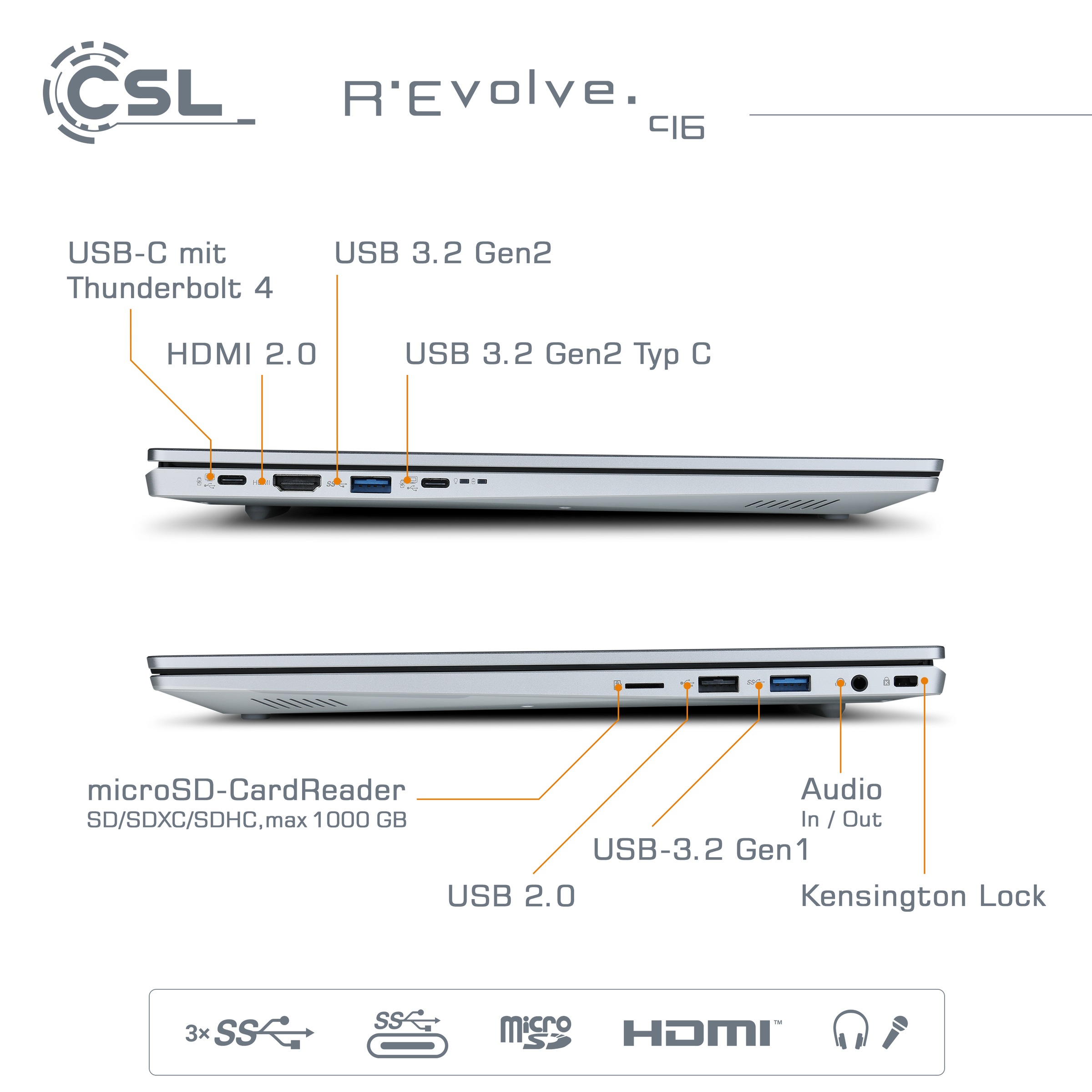 CSL Notebook »R'Evolve C16«, 40,64 cm, / 16 Zoll, Intel, Core i5, 500 GB SSD