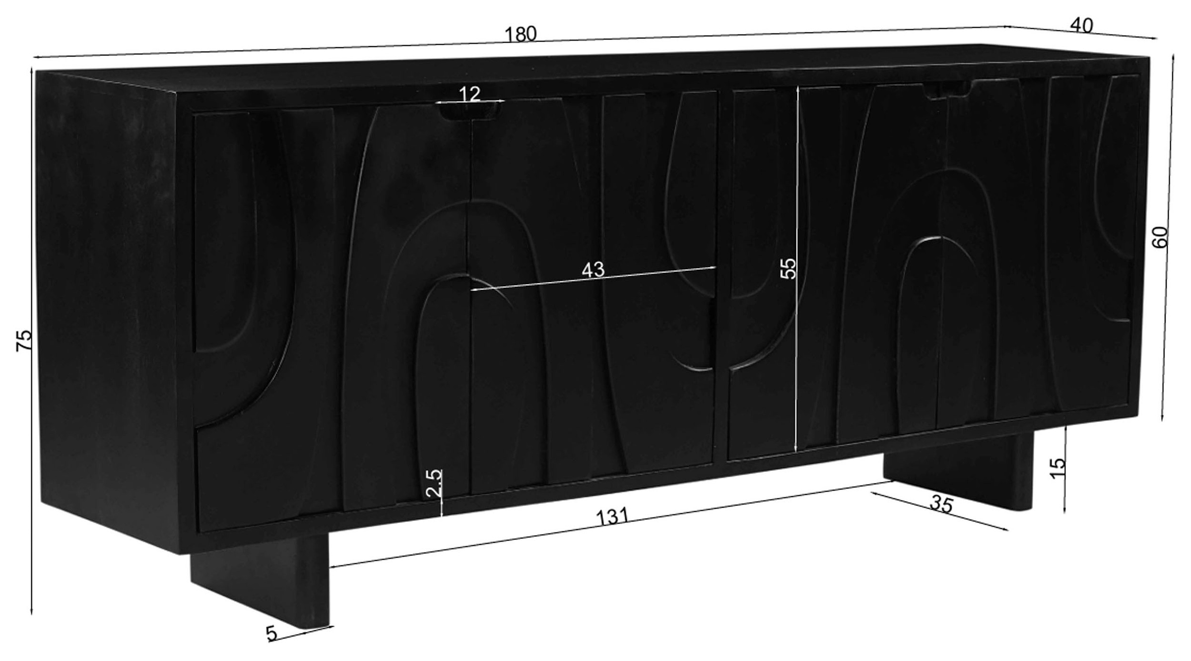 SIT Sideboard, (1 St.), mit Schnitzereien auf der Front