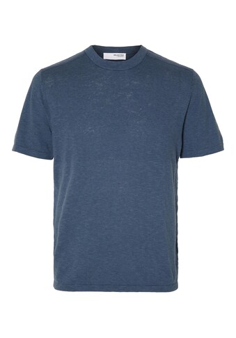 Kurzarmshirt »SLHBERG LINEN SS KNIT TEE NOOS«