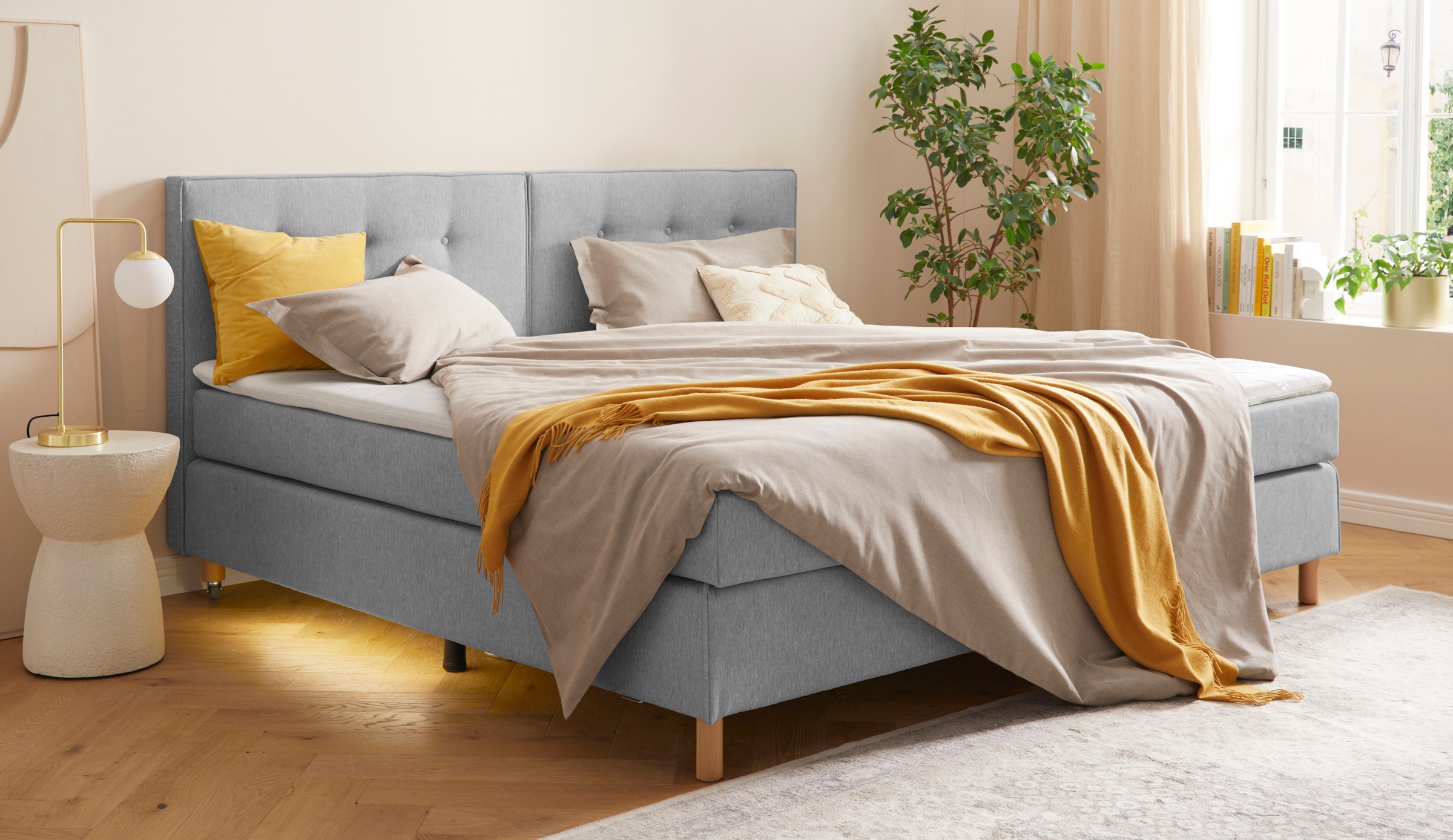 Home affaire Boxspringbett »Heimatblick 100x200cm beliebig erweiterbar zu Doppel- und Familienbett«, Einzelbett, Hotelbett erhältlich in H2,H3 & H4
