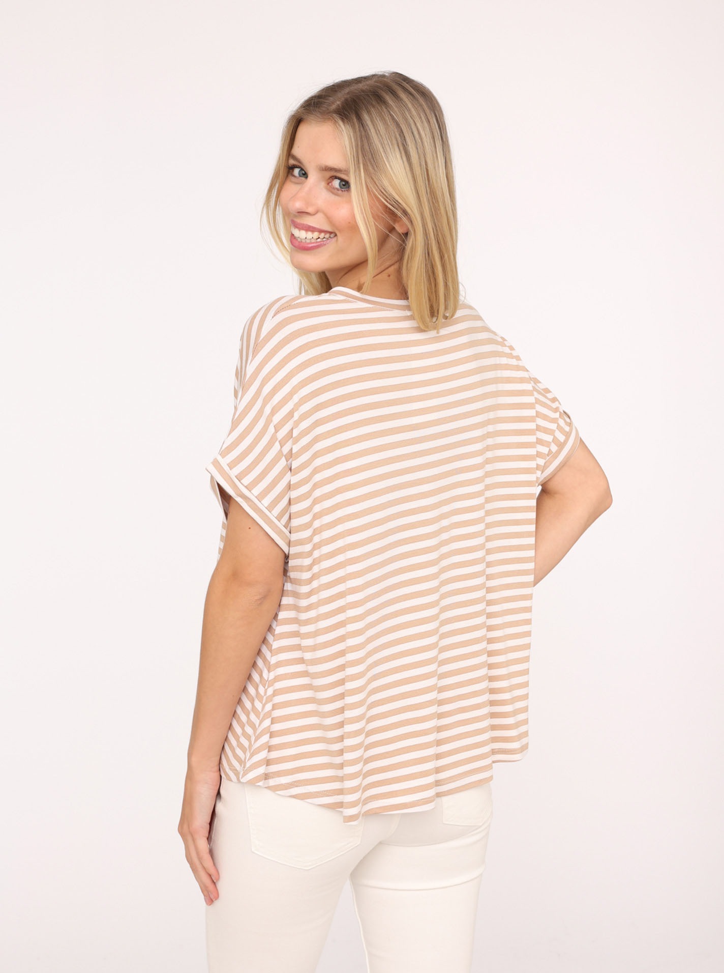 Zwillingsherz T-Shirt »"Maritime Streifen"« One Size, Kurzarm, V-Ausschnitt, gestreift, Loose Fit