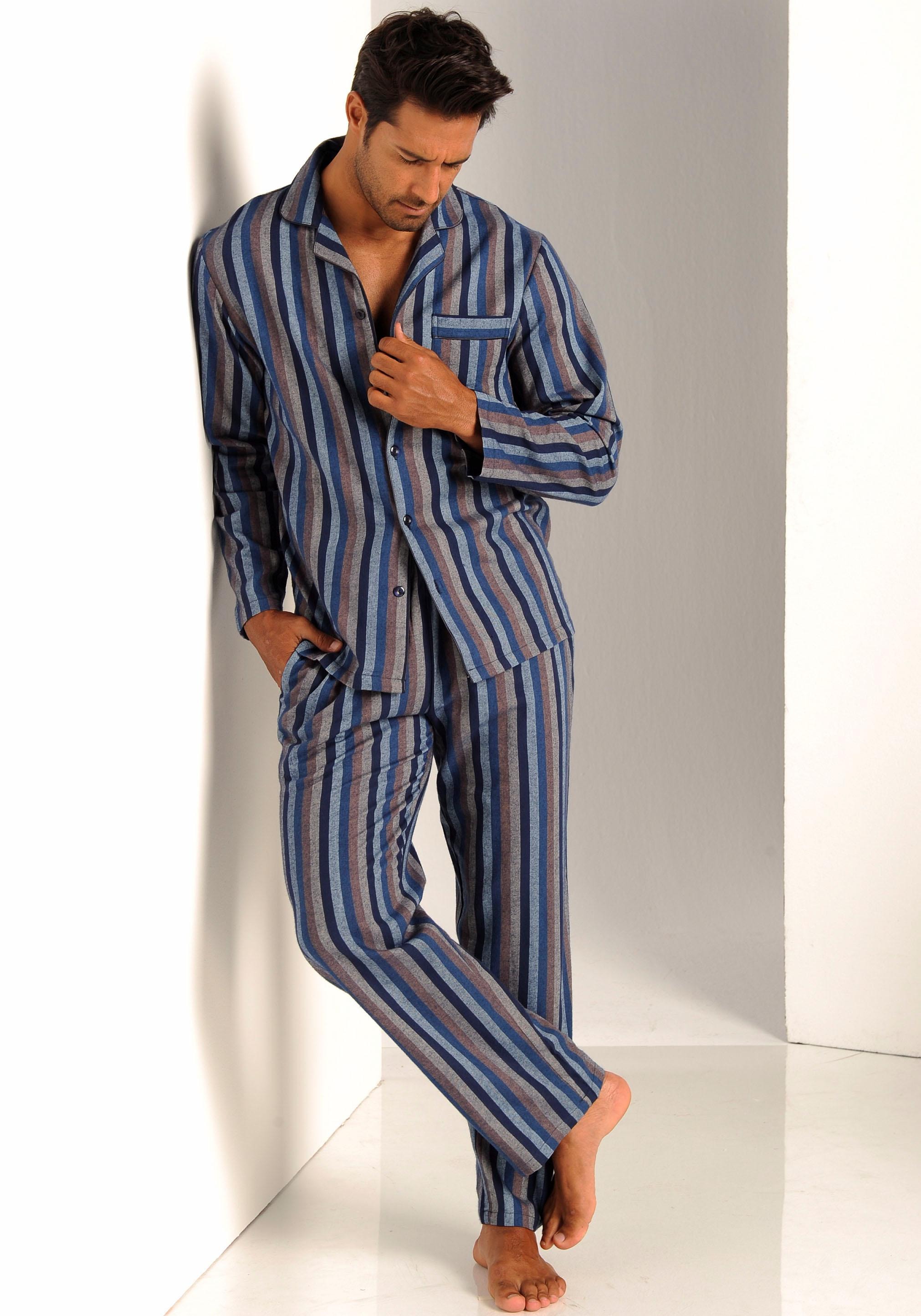 H.I.S Pyjama, (2 tlg., 1 Stück), weich aus Flanell im Streifendesign online  bestellen