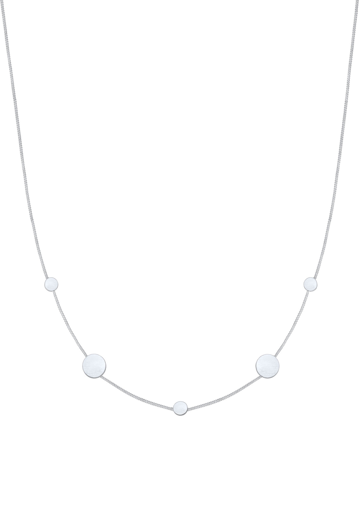 Elli Kette mit Anhänger »Plättchen Matt Kreis Rund Panzerkette 925 Silber«