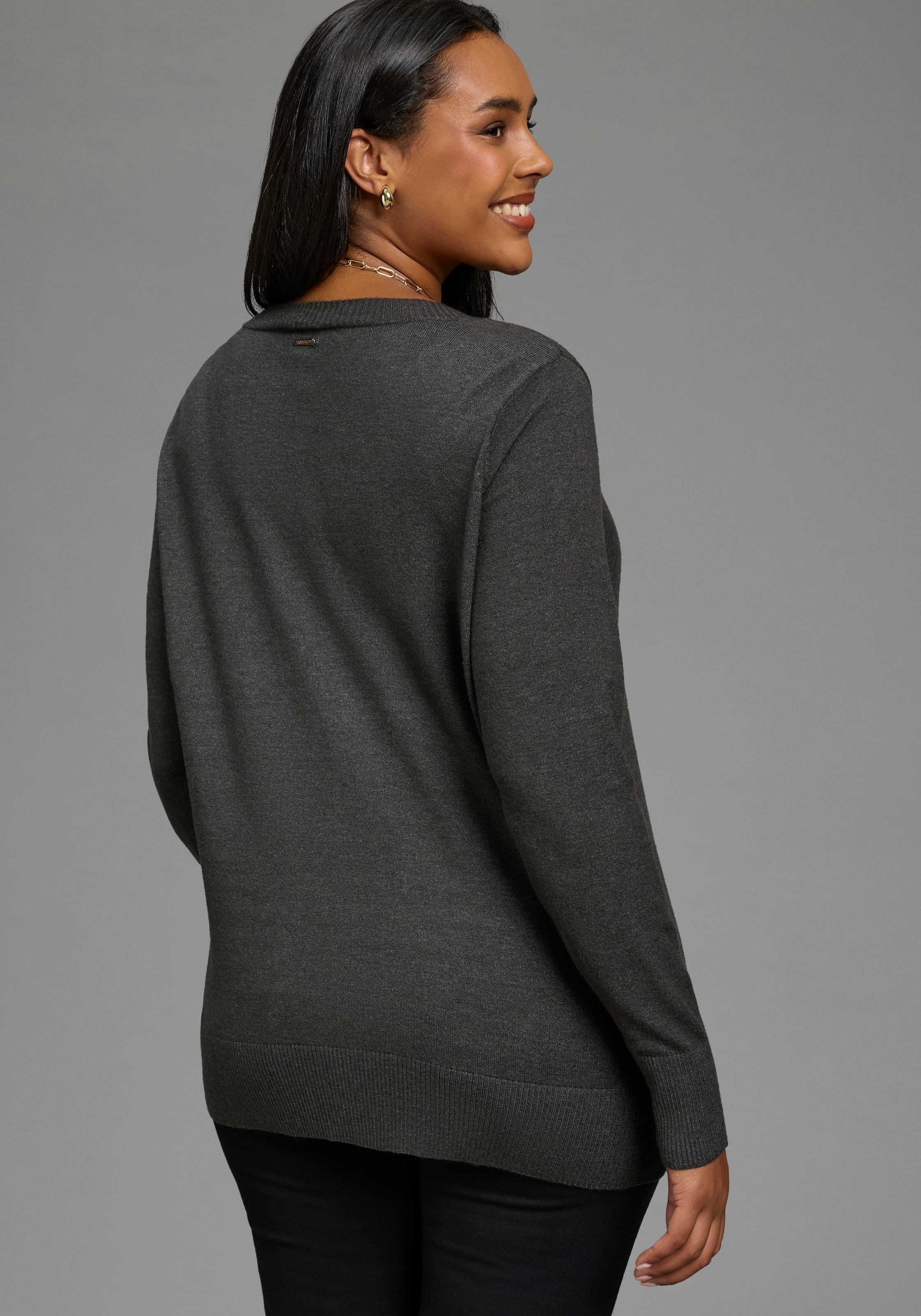 Laura Scott CURVE Strickpullover »Große Größen« figurumspielend, mit V-Ausschnitt