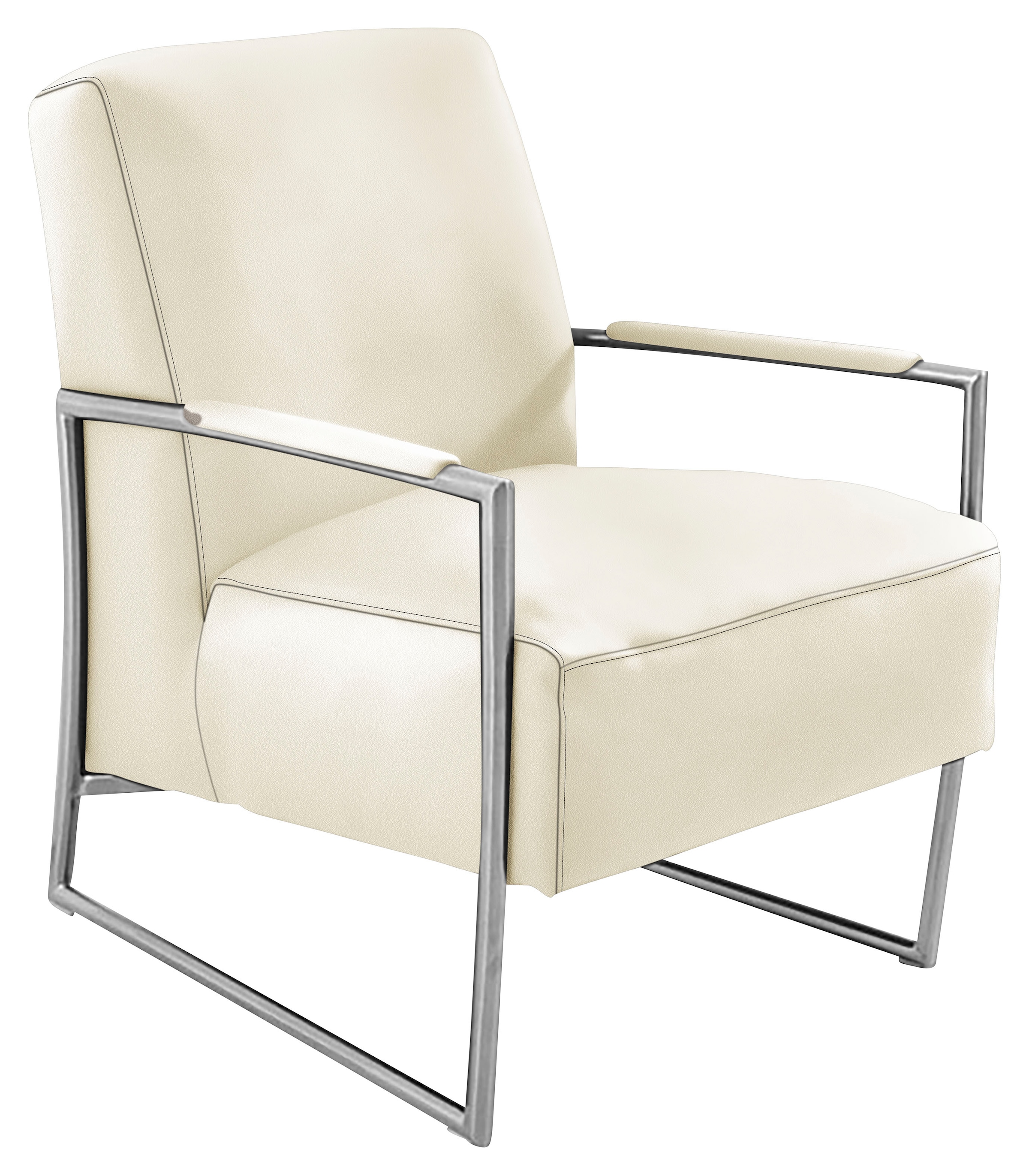 K+W Komfort & Wohnen Cocktailsessel, mit bezogenen Armlehnen, Gestell in Metall Edelstahloptik