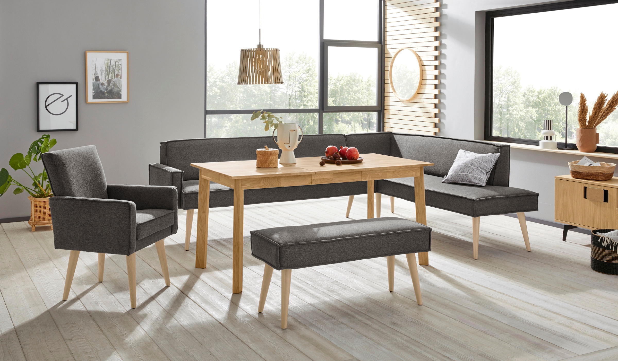 exxpo - sofa fashion Sessel »Lungo, Loungesessel mit moderner Kedernaht, bequem und elegant«, Breite 64 cm, hoher Holzfuß