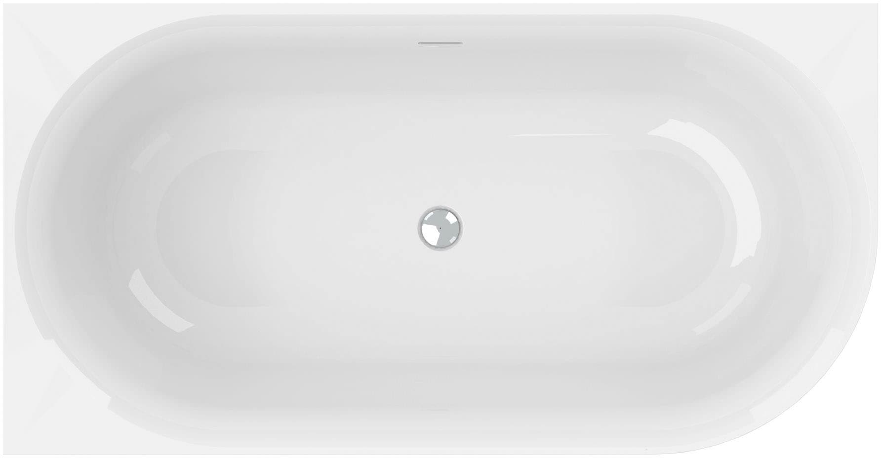OTTOFOND Badewanne »Mince Corner XS rechts 155 cm weiß«, (1 tlg.), inkl. Ablaufgarnitur, Schlitzüberlauf, Fußgestell, schmale Wannenkante