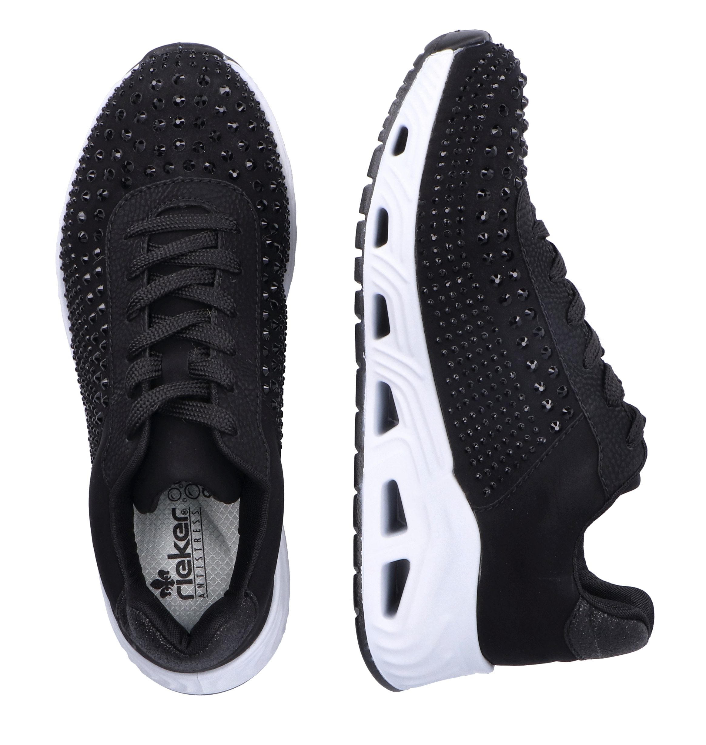 Rieker Keilsneaker, mit Schmuckstein-Verzierung, Freizeitschuh, Halbschuh, Schnürschuh