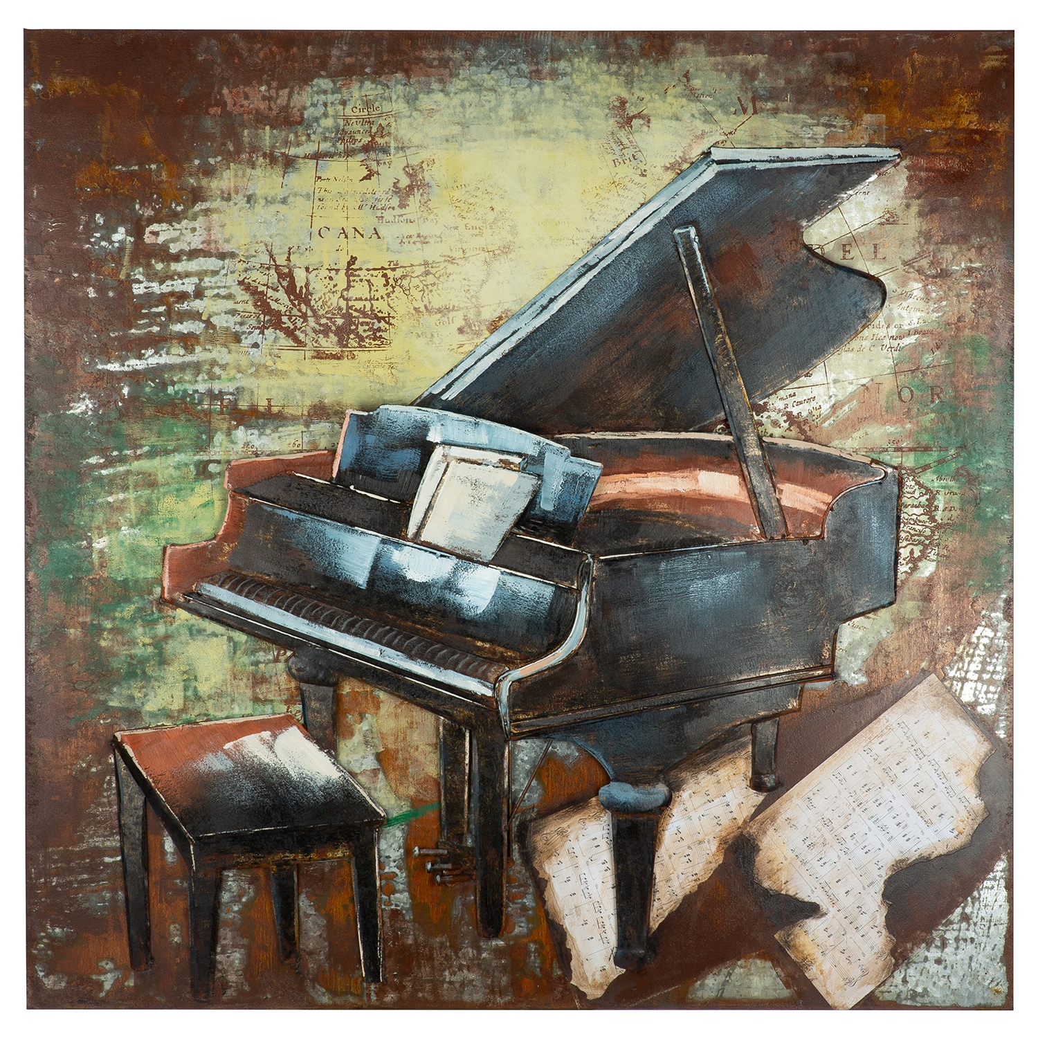 Casablanca by Gilde Metallbild »Bild quadratisch Grand Piano schwarz H. 100 cm« 1 Stk. tlg.