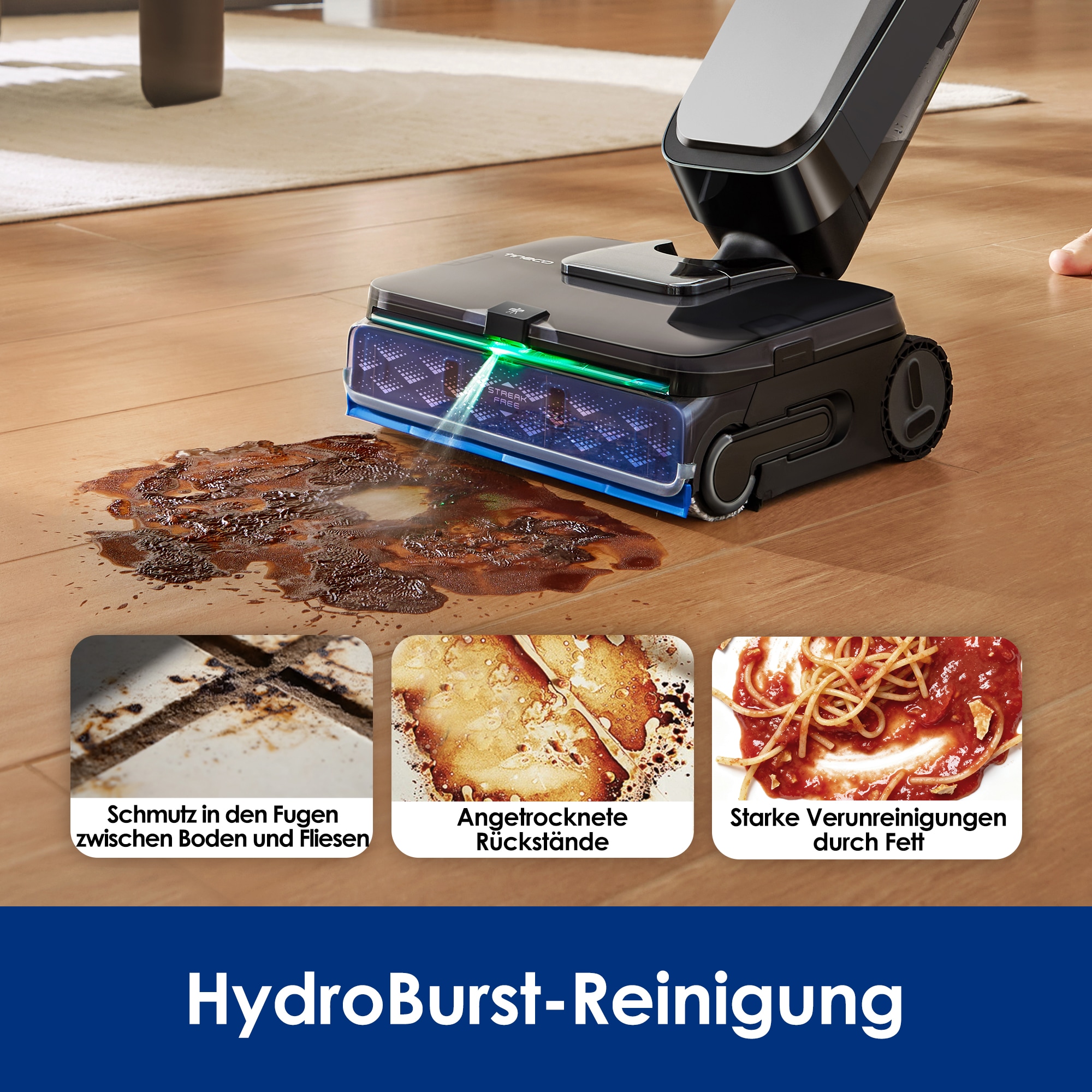 Tineco Nass-Trocken-Sauger »FLOOR ONE S9 Scientist Complete, mit Wasserstrahl und Gummiabzieher« bis zu 80min Akkulaufzeit, 85° Grad Trocknung, Selbstantrieb