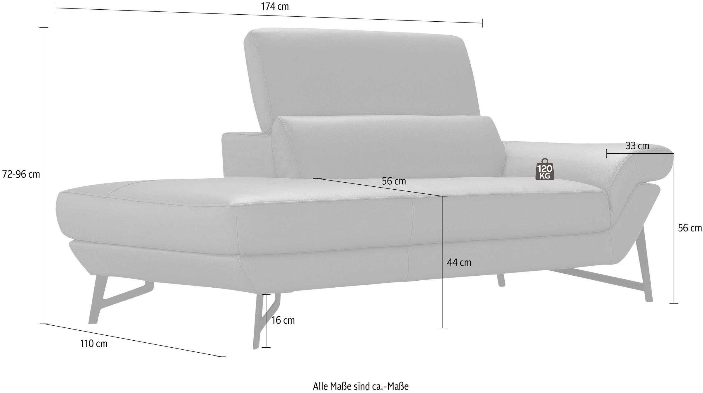 Egoitaliano Ottomane »Narcisa, Designsofa«, mit verstellbarer Kopfstütze, Solitärmöbel als Blickfang