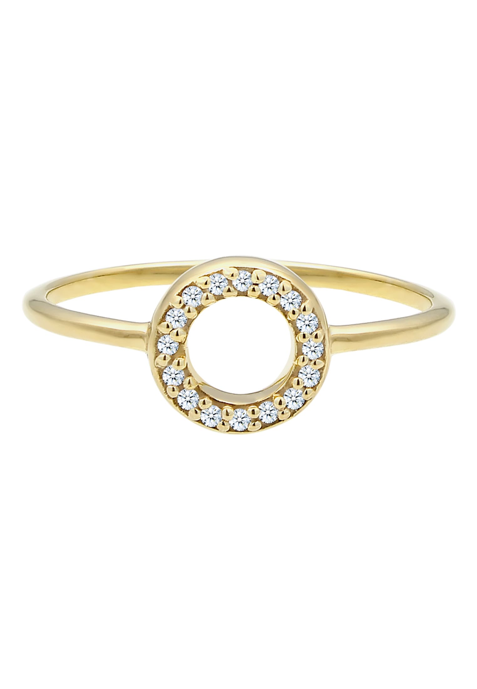 Elli DIAMONDS Verlobungsring »Kreis Diamant Weiß Brillantschliff (0.08ct) 375 Gelbgold«