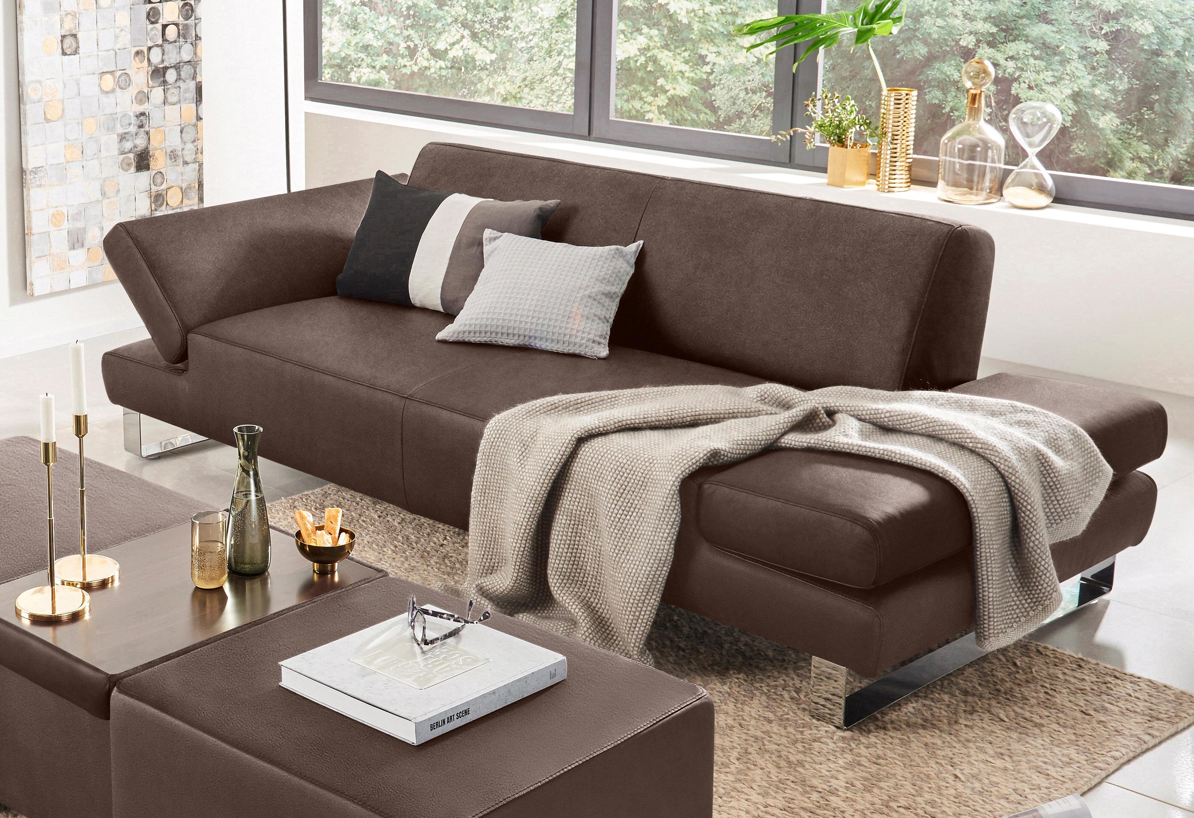 W.SCHILLIG 3-Sitzer »taboo Designsofa mit hohem Sitzkomfort«, mit Übertiefe, inklusive Armlehnenverstellung