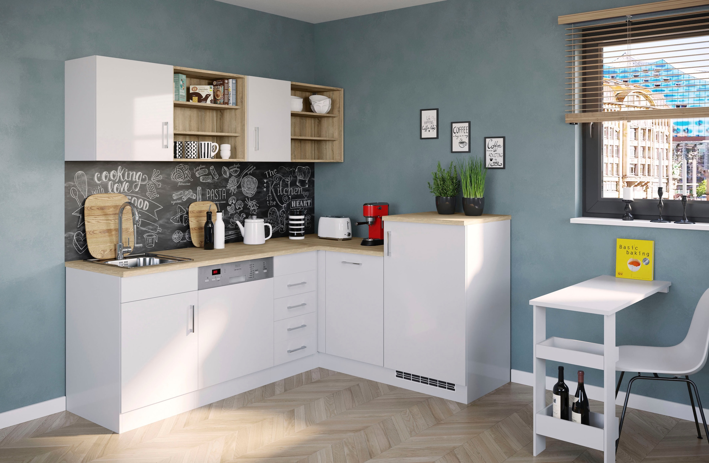 KOCHSTATION Küche »KS-Mali« Stellbreite 210/170 cm, mit E-Geräten