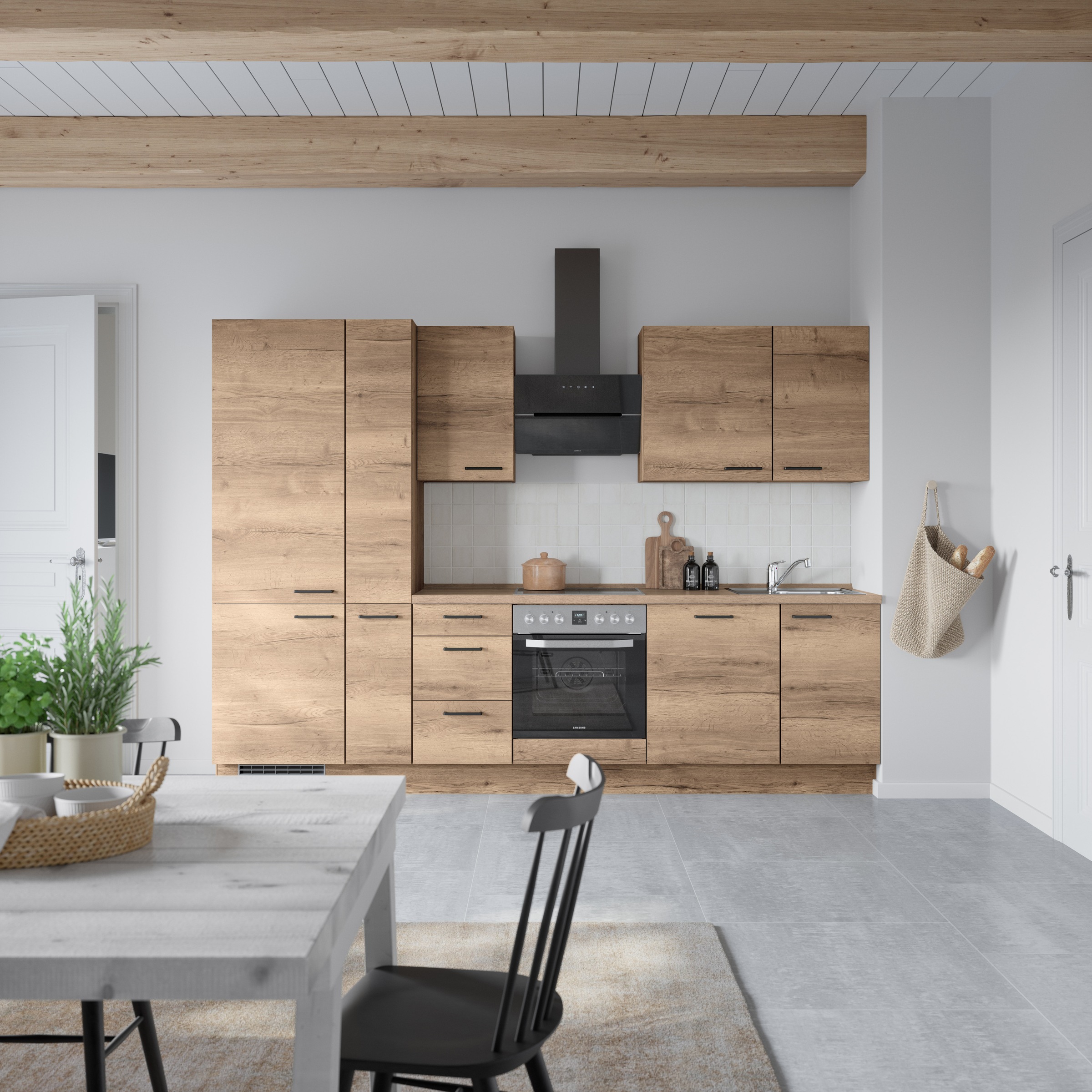 nobilia® Küchenzeile »&quot;Structura II&quot;« vormontiert, Ausrichtung wählbar, Breite 300 cm, wahlw. mit E-Geräten