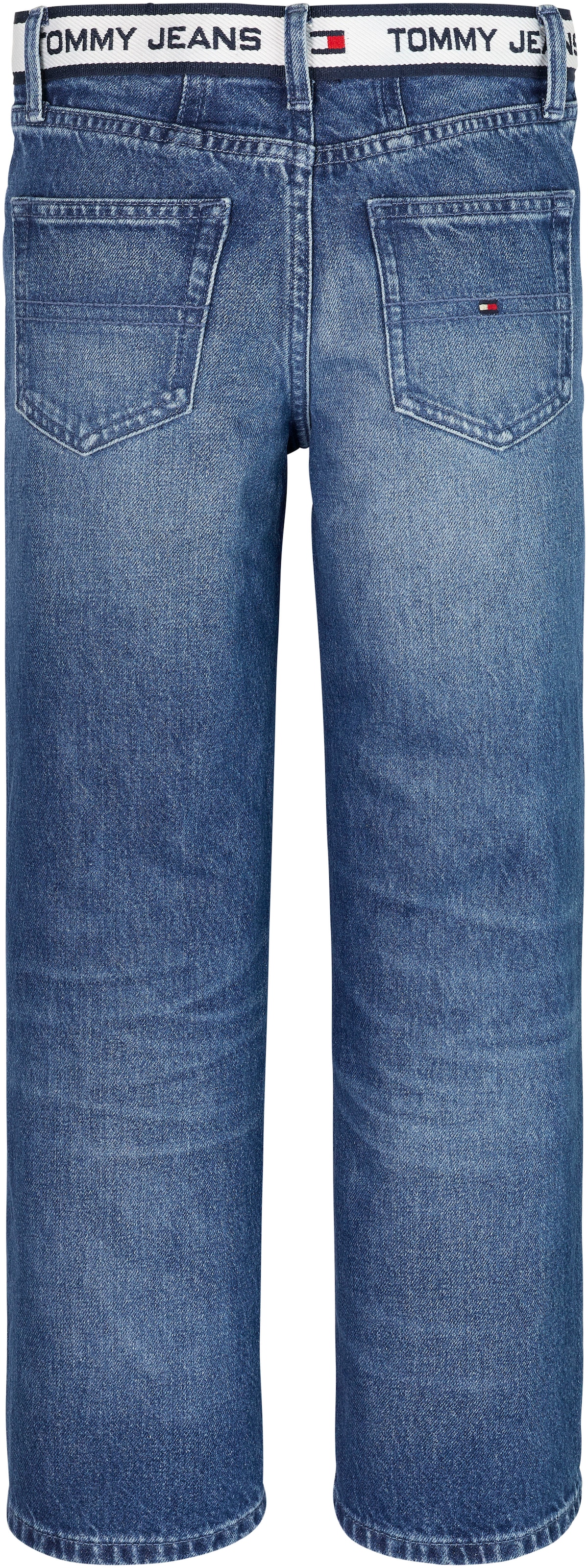 Tommy Hilfiger Girlfriend-Jeans »GIRLFRIEND MONOTYPE TAPE«, Kinder Kids Junior MiniMe,mit Gürtelimitat in Labelfarben