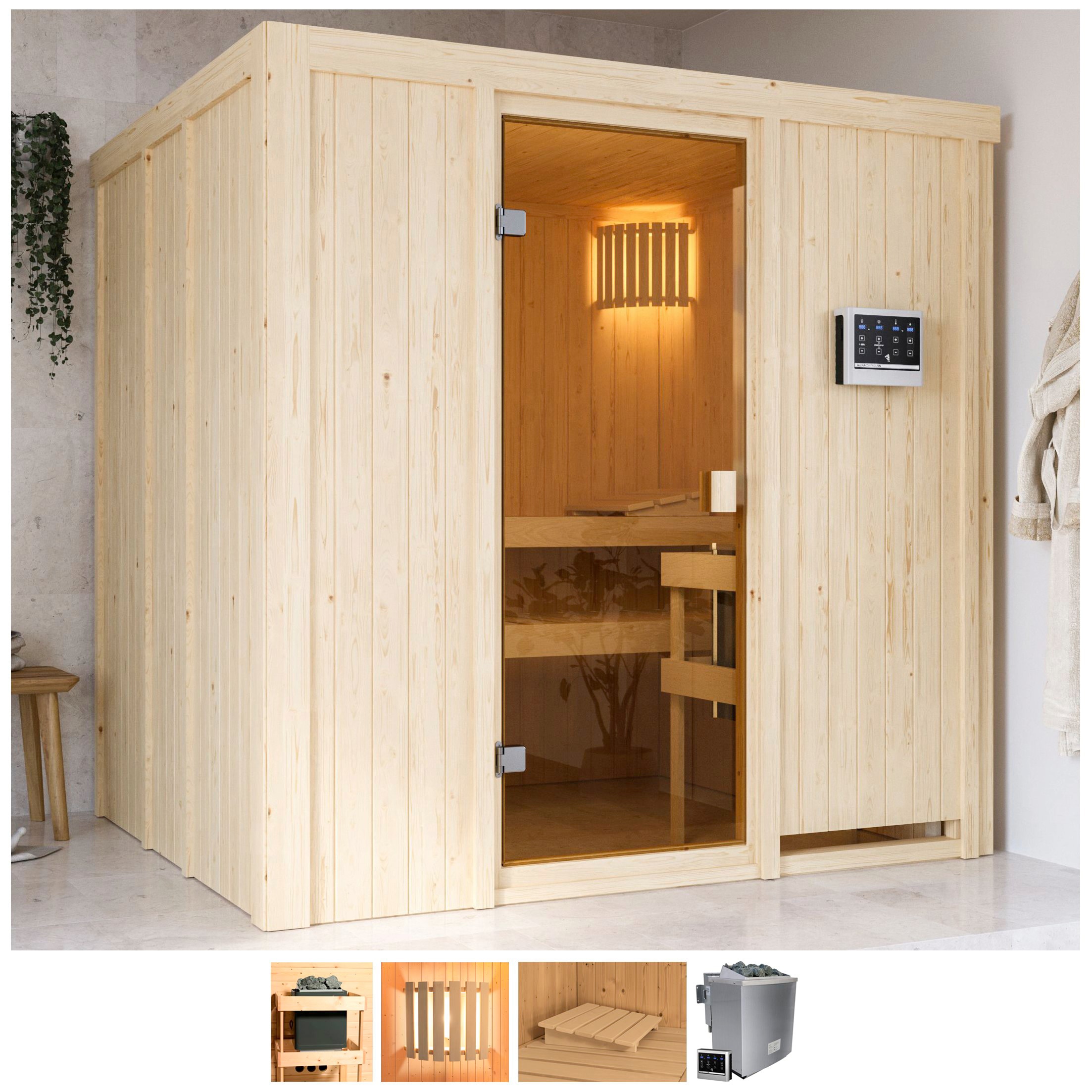 welltime Sauna »Gelsa«, 4,5-kW-Bio-Ofen mit ext. Steuerung günstig online kaufen