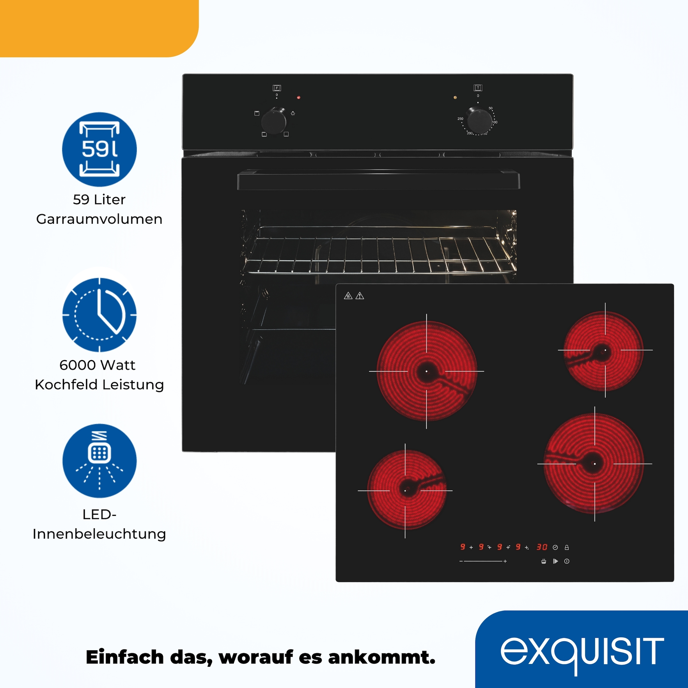 exquisit Backofen-Set »EBE255-020 schwarz« Set, 2 Stk. tlg.