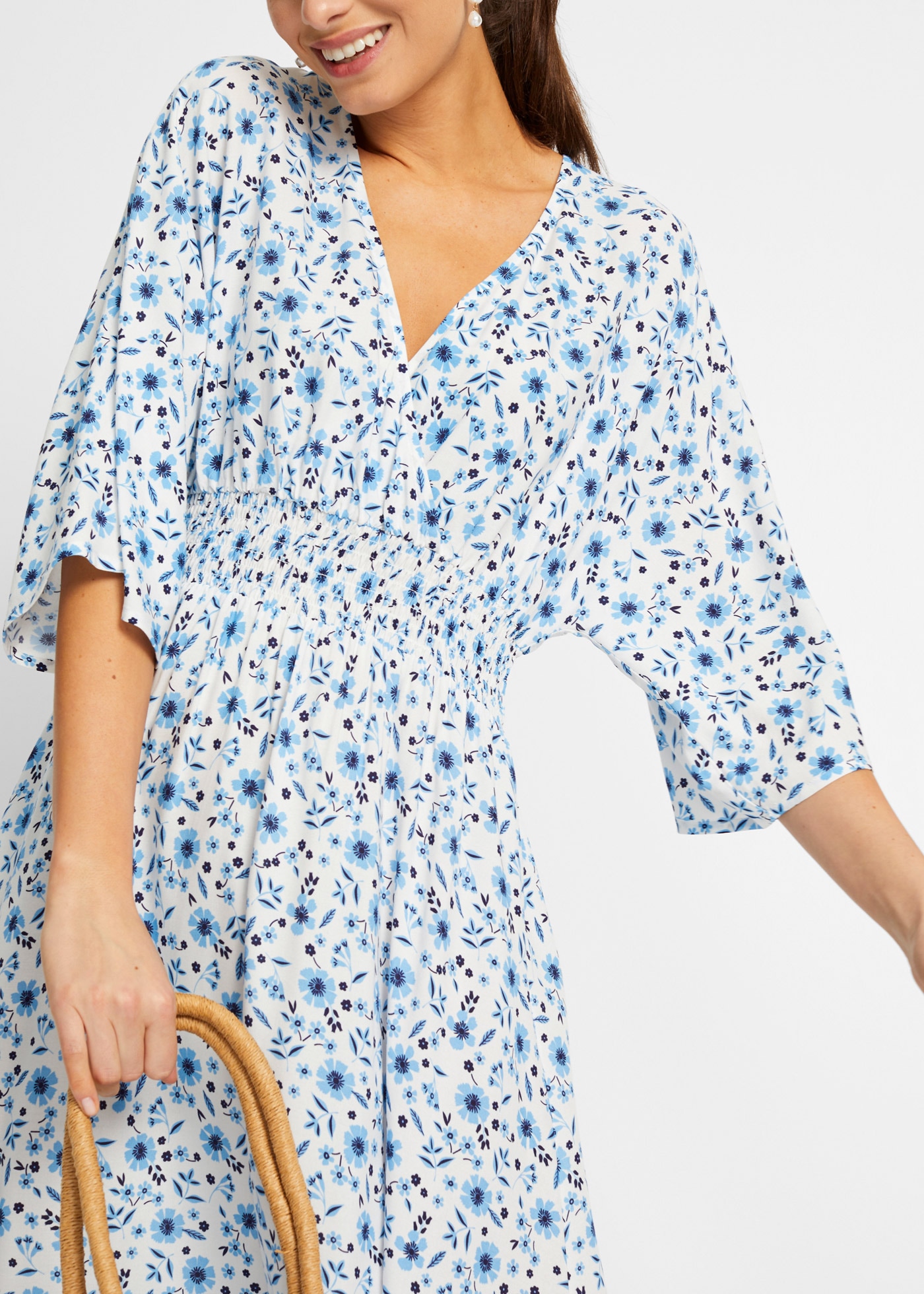 bonprix Maxikleid »Maxikleid aus reiner Viskose« aus Viskose, ausgestellte Passform, eleganter Stil, mit Druck