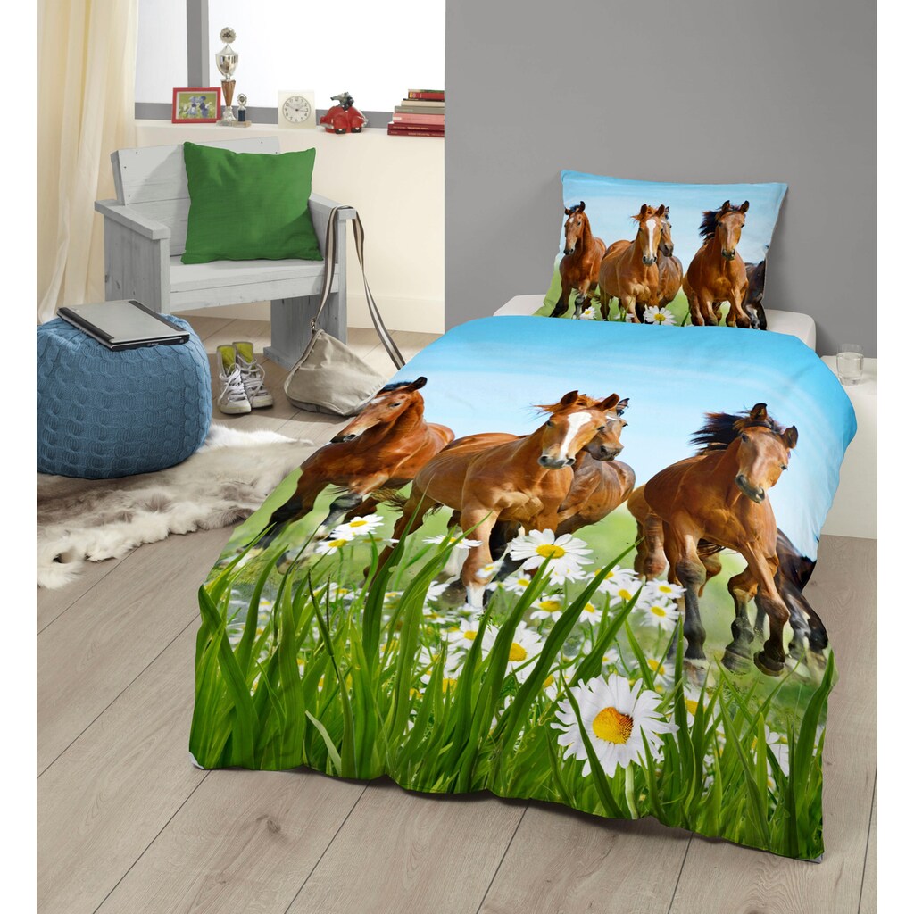 good morning Kinderbettwäsche »Horses«, (2 tlg.), 100% Baumwolle