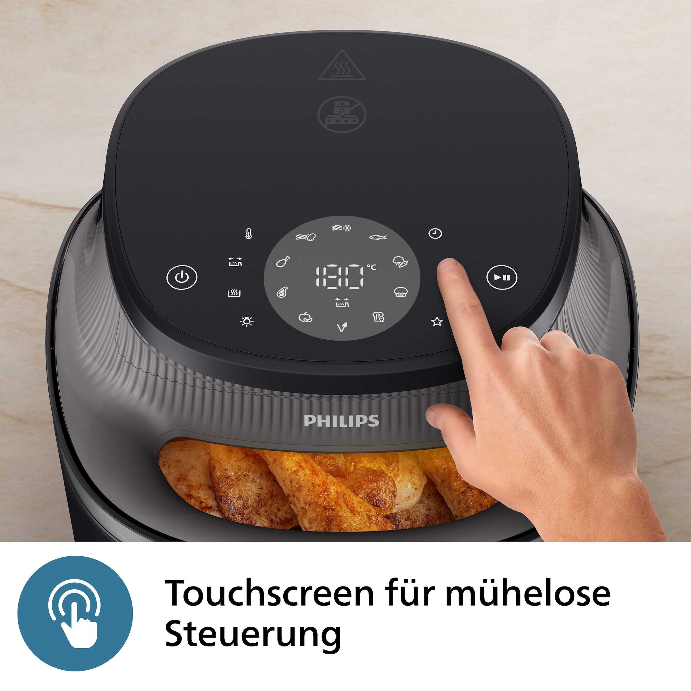 Philips Heißluftfritteuse »Airfryer 3000 NA332/00, mit 6.2L, Sichtfenster«, 1700 W, RapidAir Plus Technologie und 16 Kochfunktionen; Schwarz/Kupfer