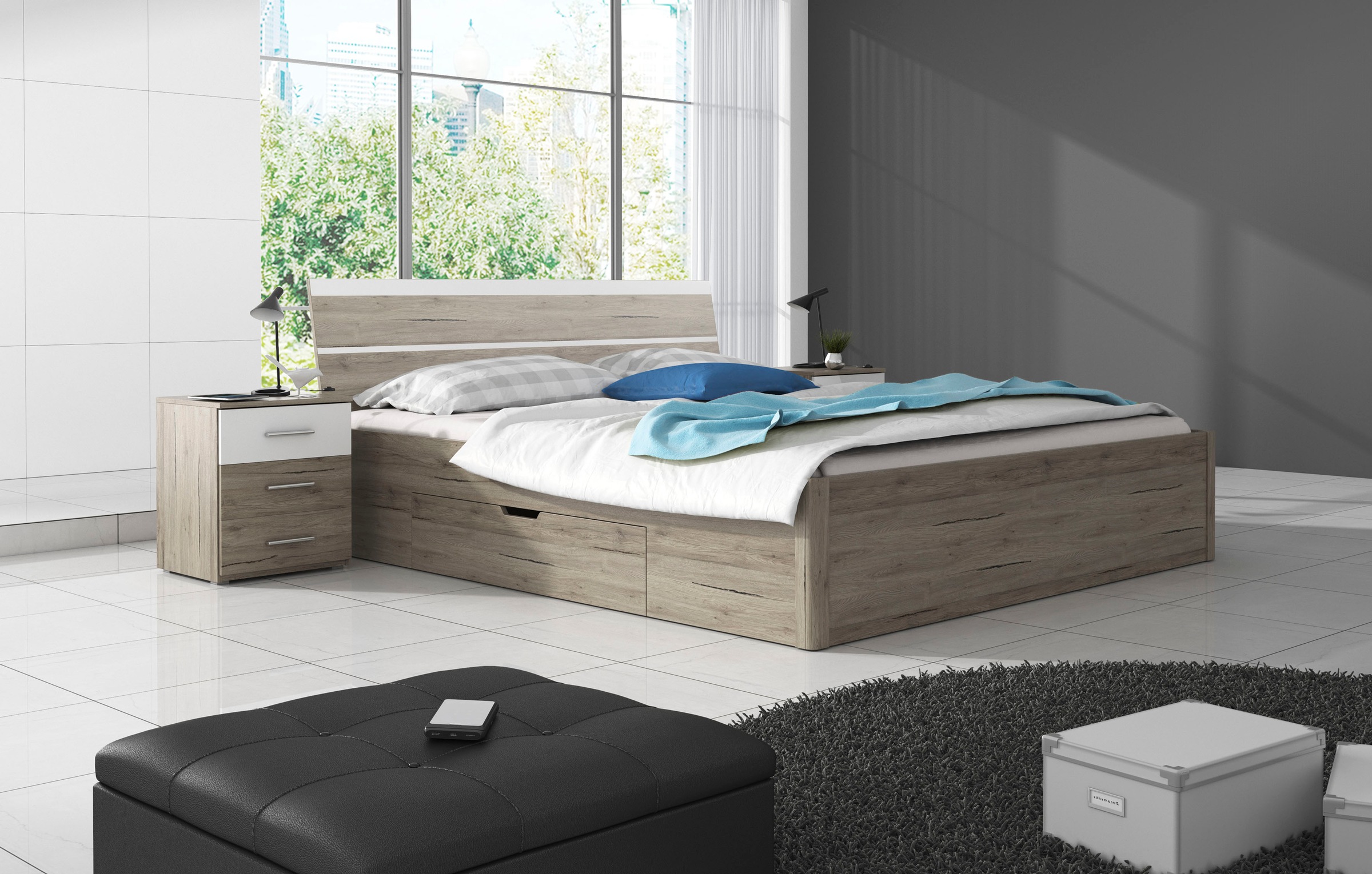 INOSIGN Nachtkommode »Beta Breite 46 cm, moderner Nachtschrank«, Nachttisch, Nachtkonsole mit 3 Schubladen